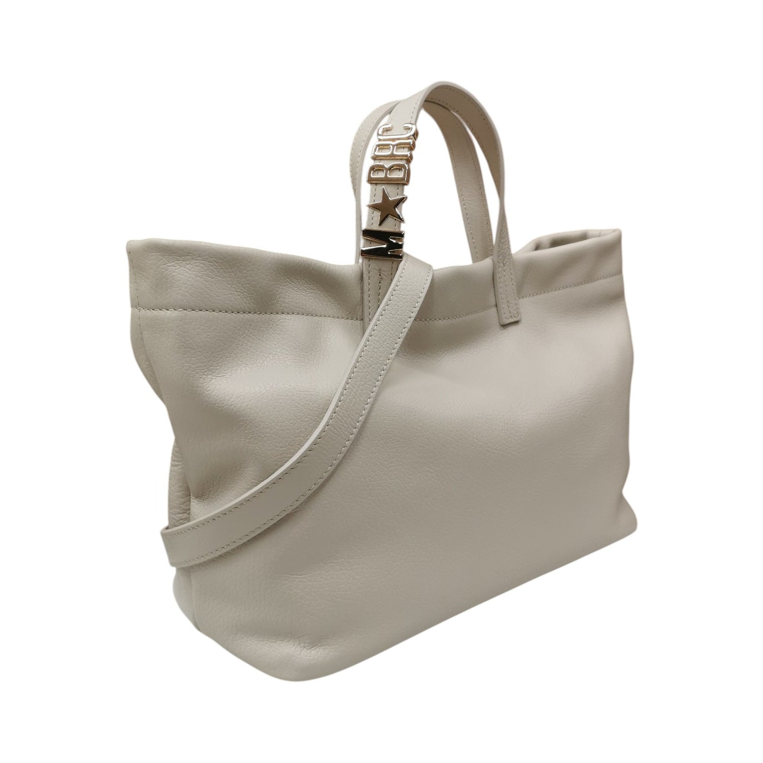 M Brc Borsa a Mano Donna Linea Block in Pelle Avorio
