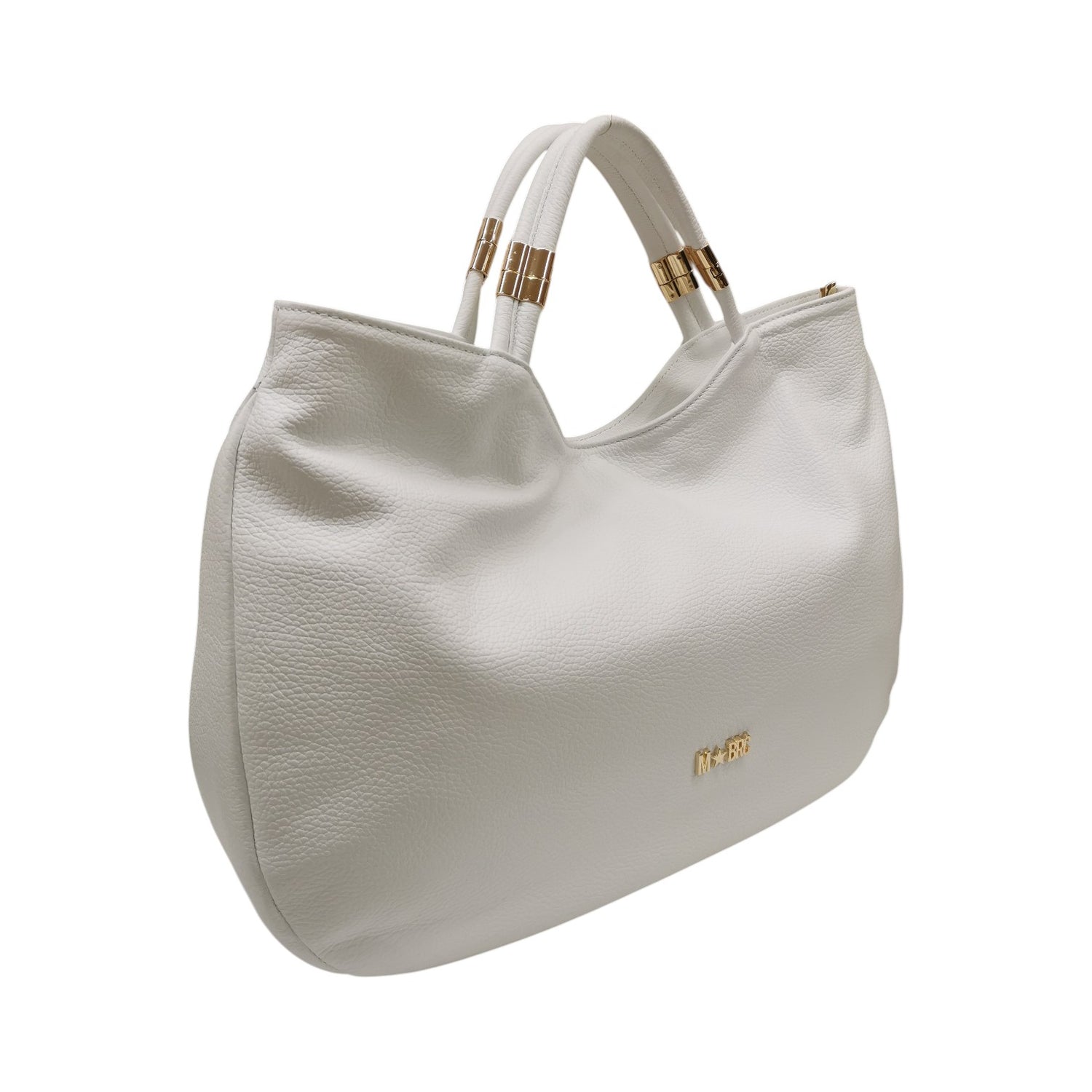 M Brc Borsa a Mano Donna Linea Tubolar Bianca con Doppio Manico