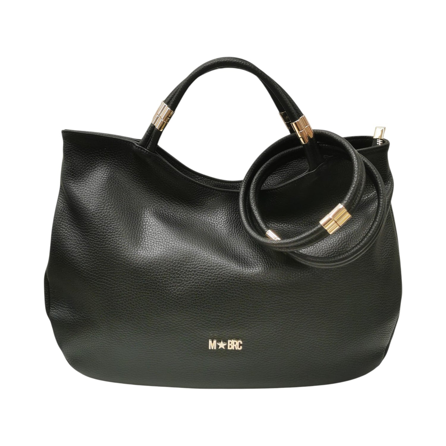 M Brc Borsa a Mano Donna Linea Tubolar Nera con Doppio Manico