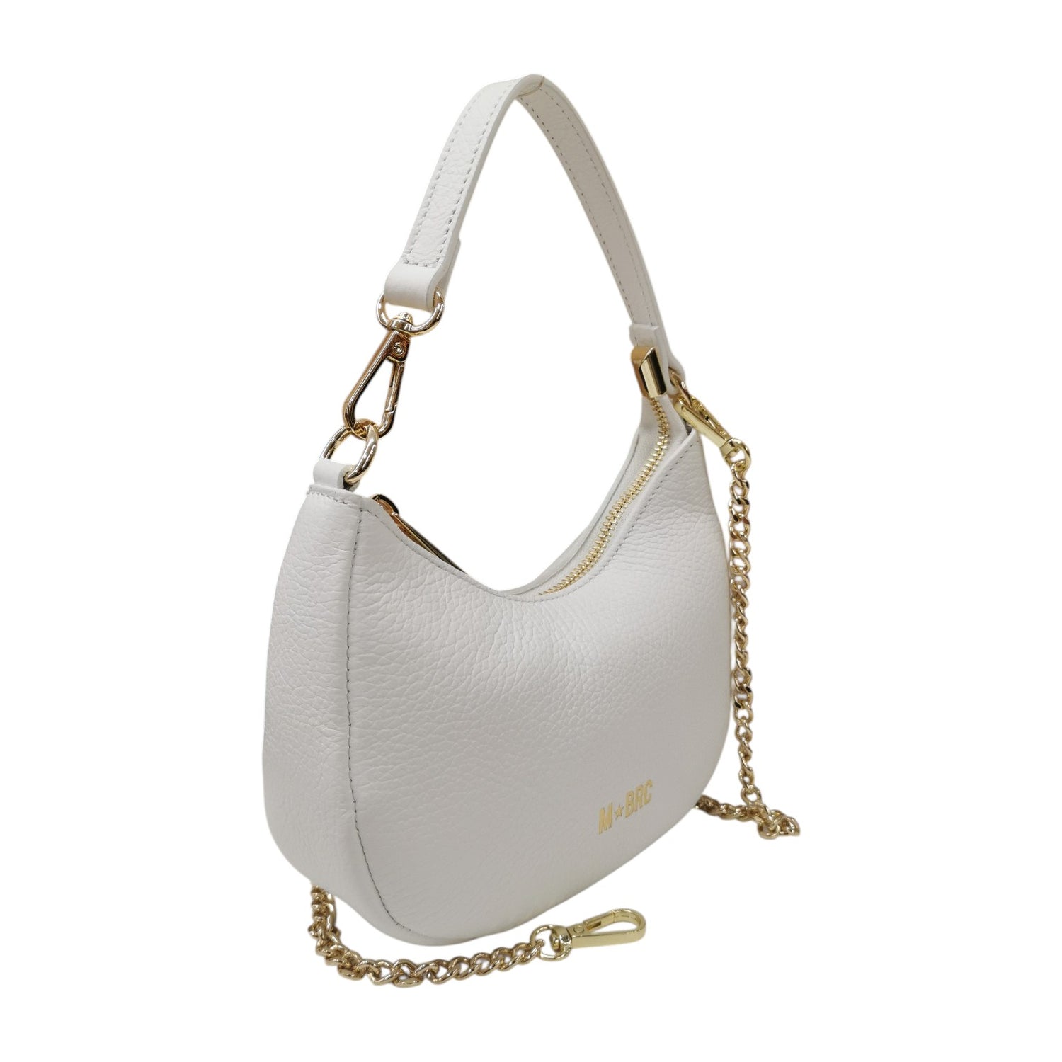 M Brc Borsa a Mano Mezzaluna Donna Linea Jolly in Pelle Bianca