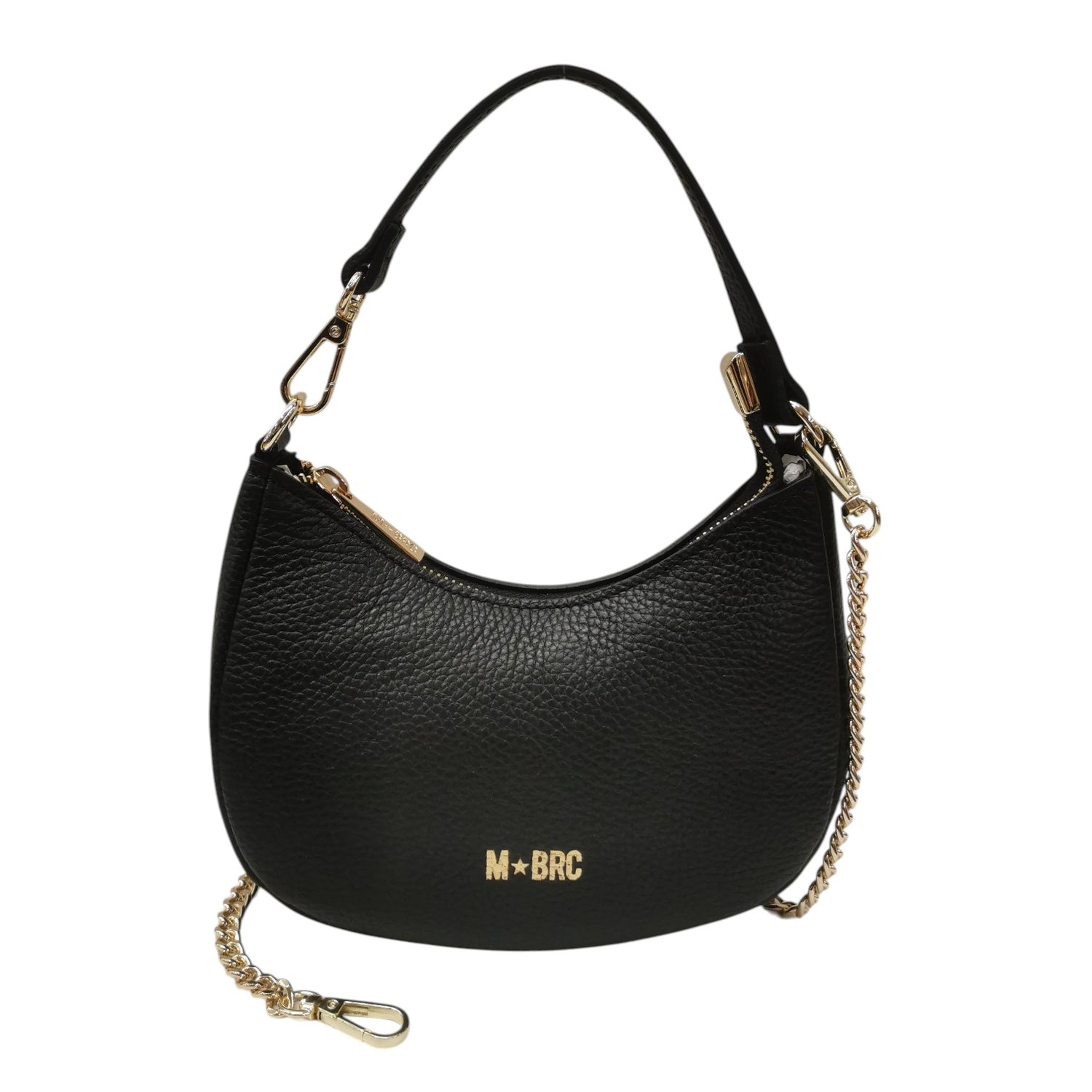 M Brc Borsa a Mano Mezzaluna Donna Linea Jolly in Pelle Nera
