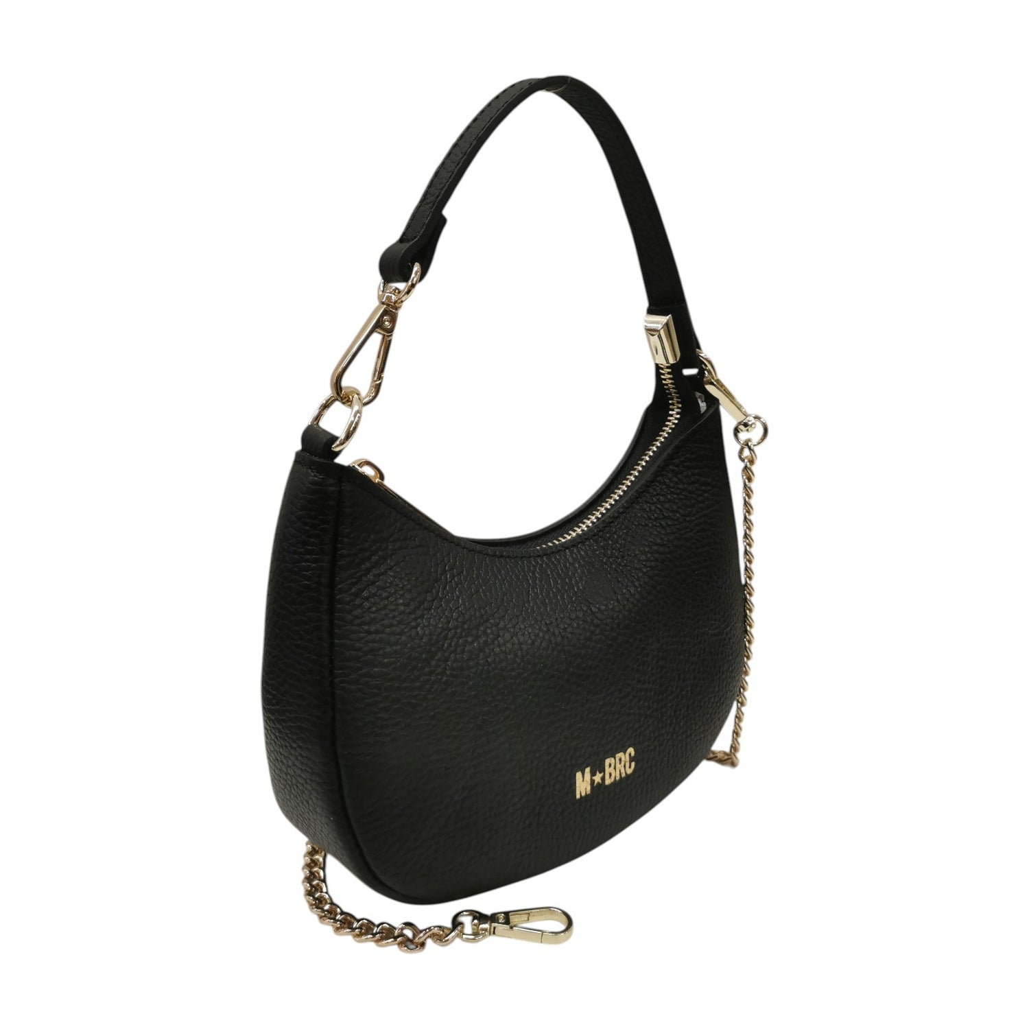 M Brc Borsa a Mano Mezzaluna Donna Linea Jolly in Pelle Nera