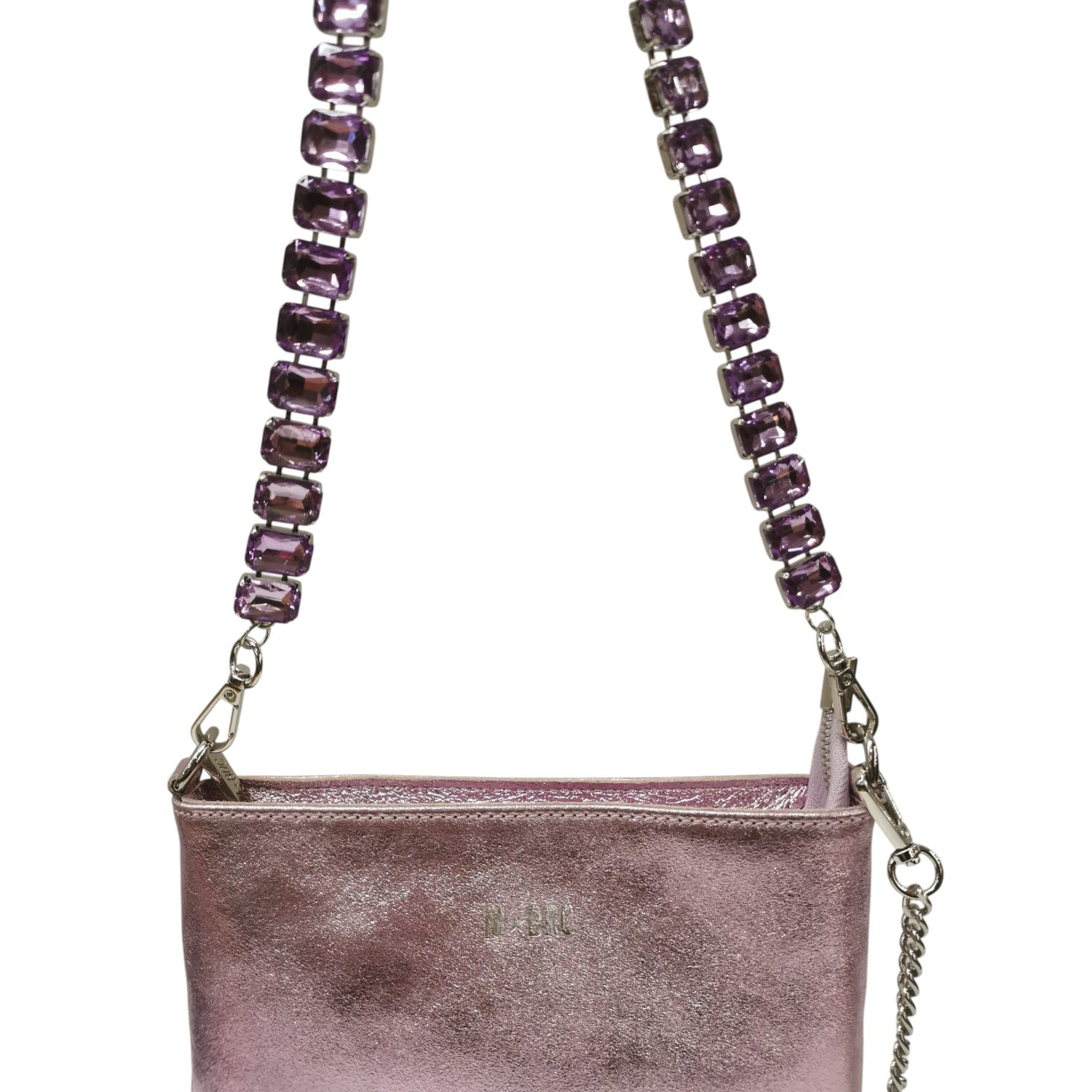 M Brc Pochette Donna Linea Strass Glicine con Tracolla Gioiello