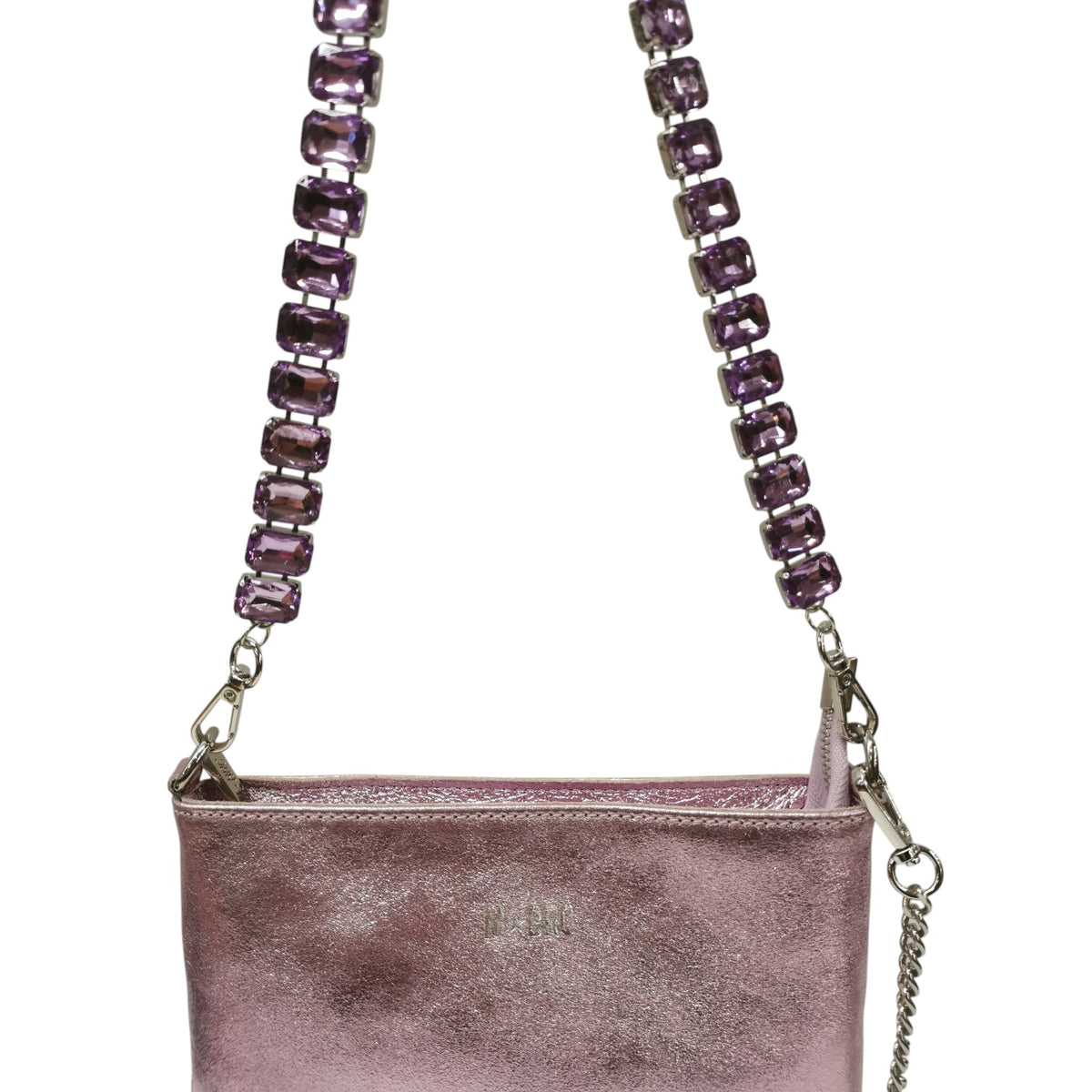 M Brc Pochette Donna Linea Strass Glicine con Tracolla Gioiello