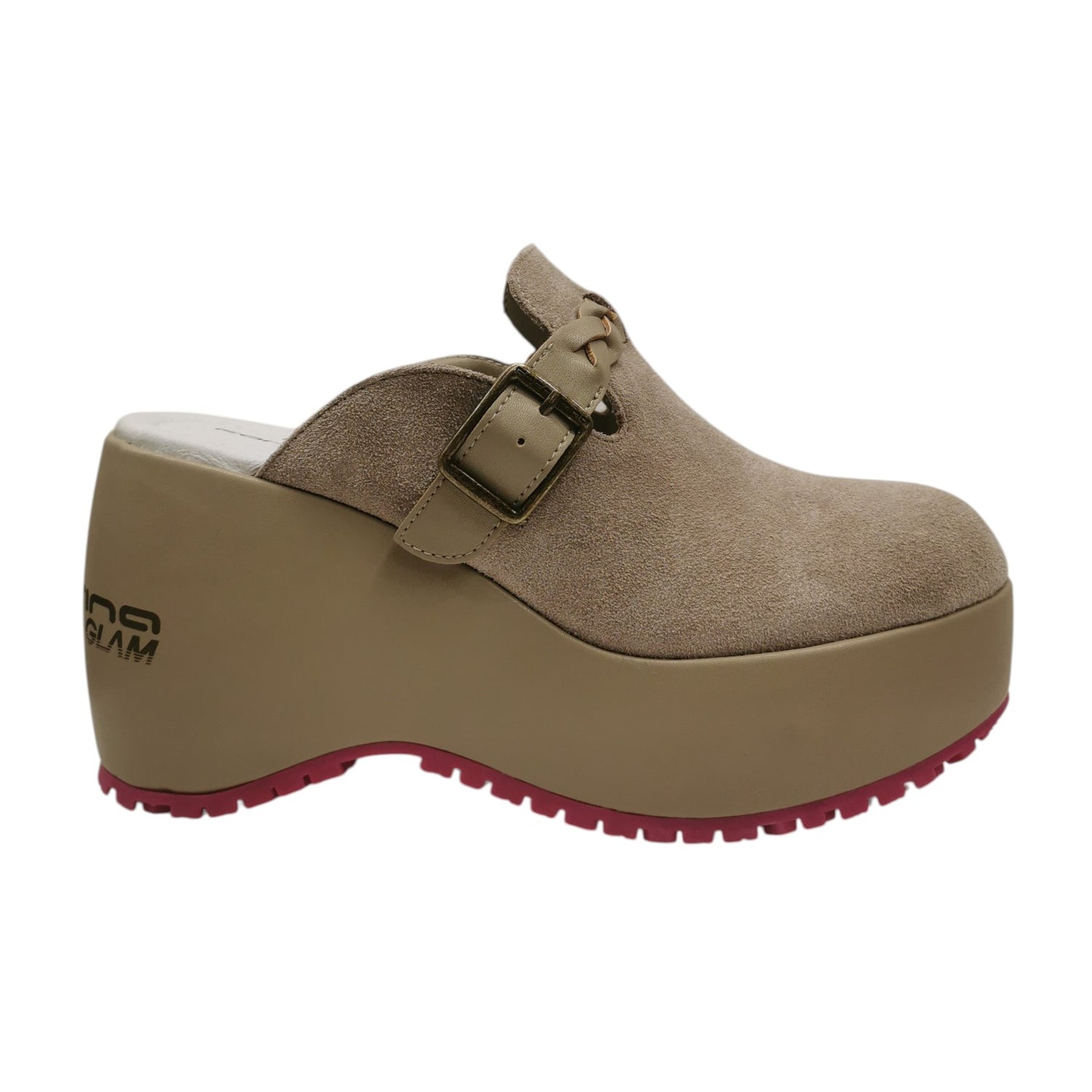 Fornarina Bubble Bost Sabot Donna in Camoscio Beige con Zeppa