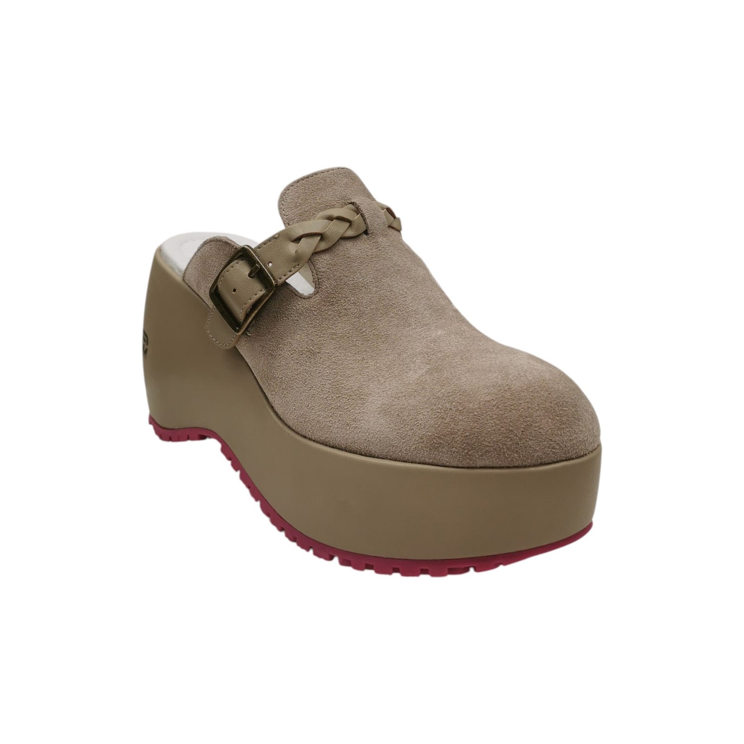 Fornarina Bubble Bost Sabot Donna in Camoscio Beige con Zeppa