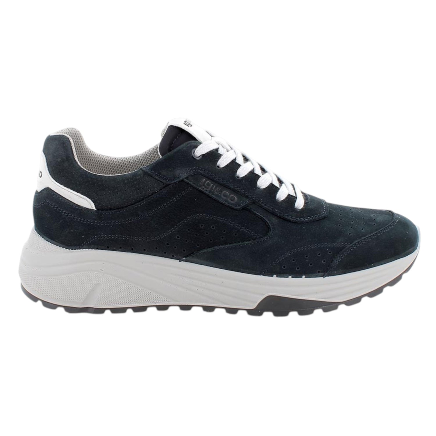 Igi&Co Sneakers Uomo in Nabuck Blu con Inserto Bianco