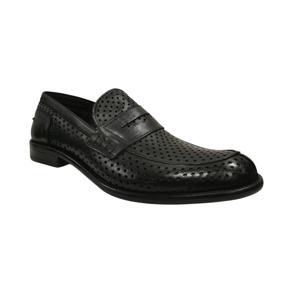 Exton Mocassino Uomo in Pelle Traforata Nero