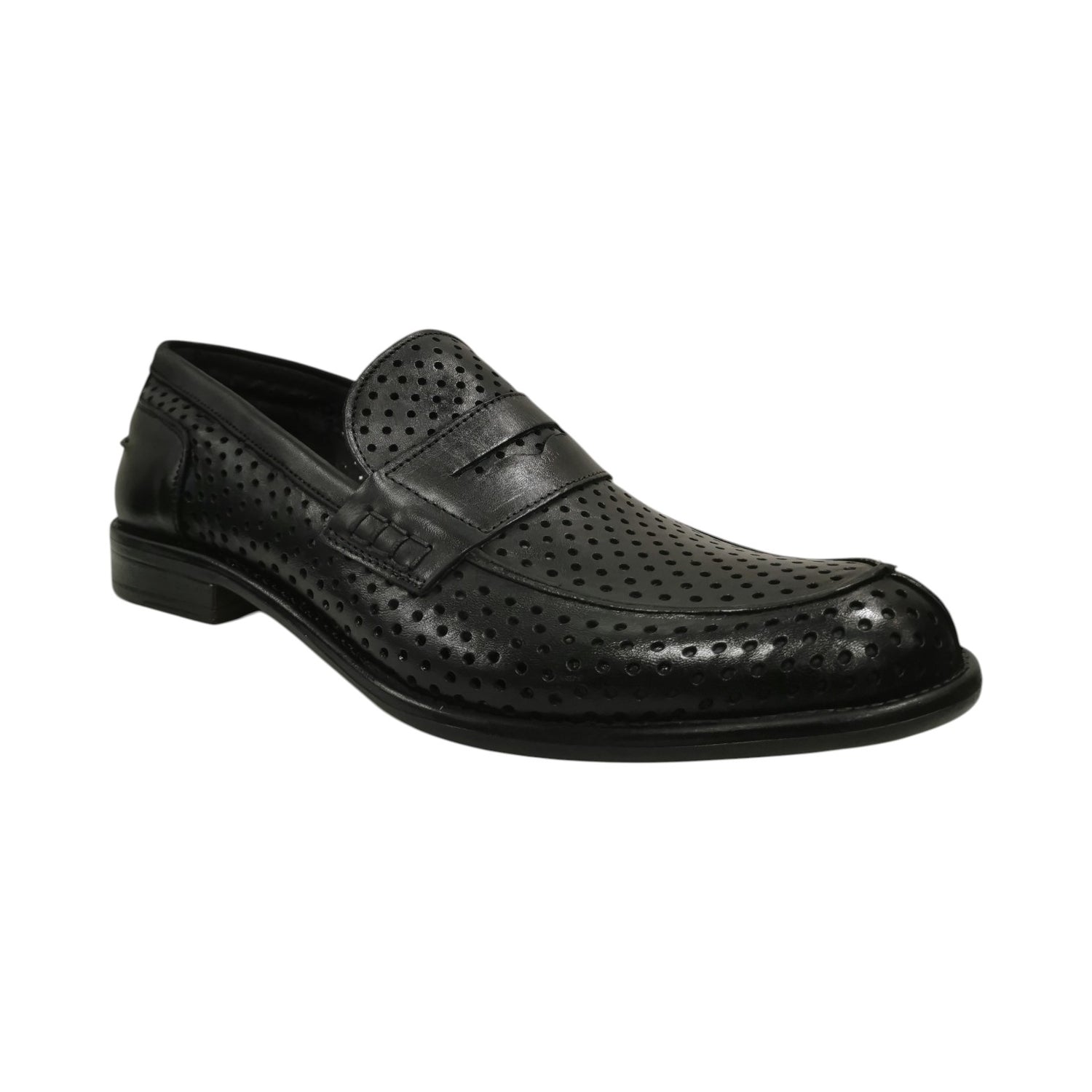 Exton Mocassino Uomo in Pelle Traforata Nero