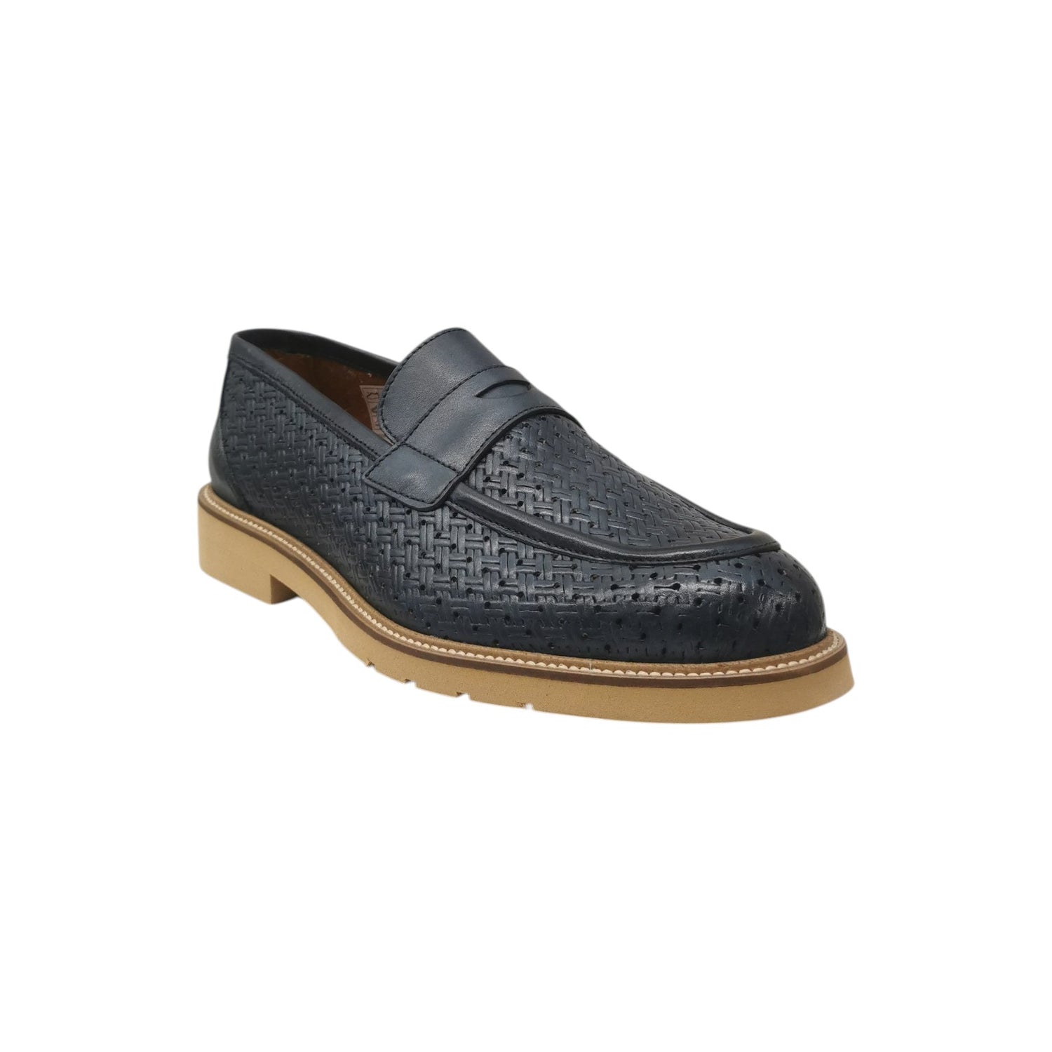 Exton Mocassino Uomo in Pelle Intrecciata Blu