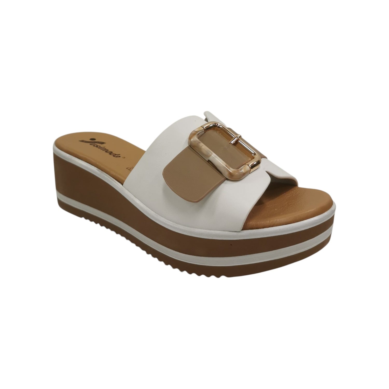 Susimoda Scalzato Donna Bianco Camel con Zeppa Alta 60mm