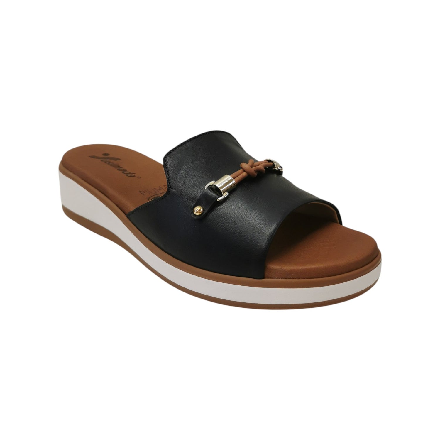 Susimoda Ciabatta Donna in Pelle Blu con Zeppa Alta 40mm
