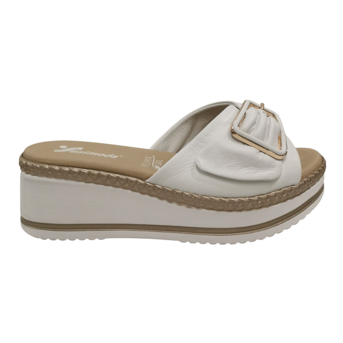 Susimoda Scalzato Donna Bianco con Fibbia e Zeppa Alta 60mm