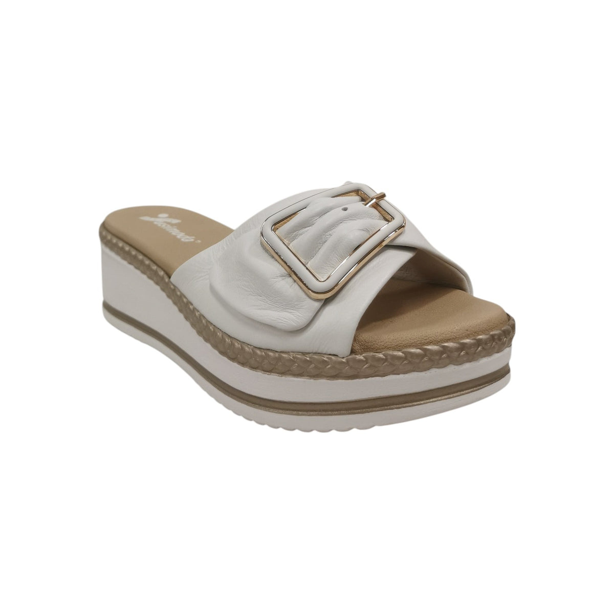 Susimoda Scalzato Donna Bianco con Fibbia e Zeppa Alta 60mm