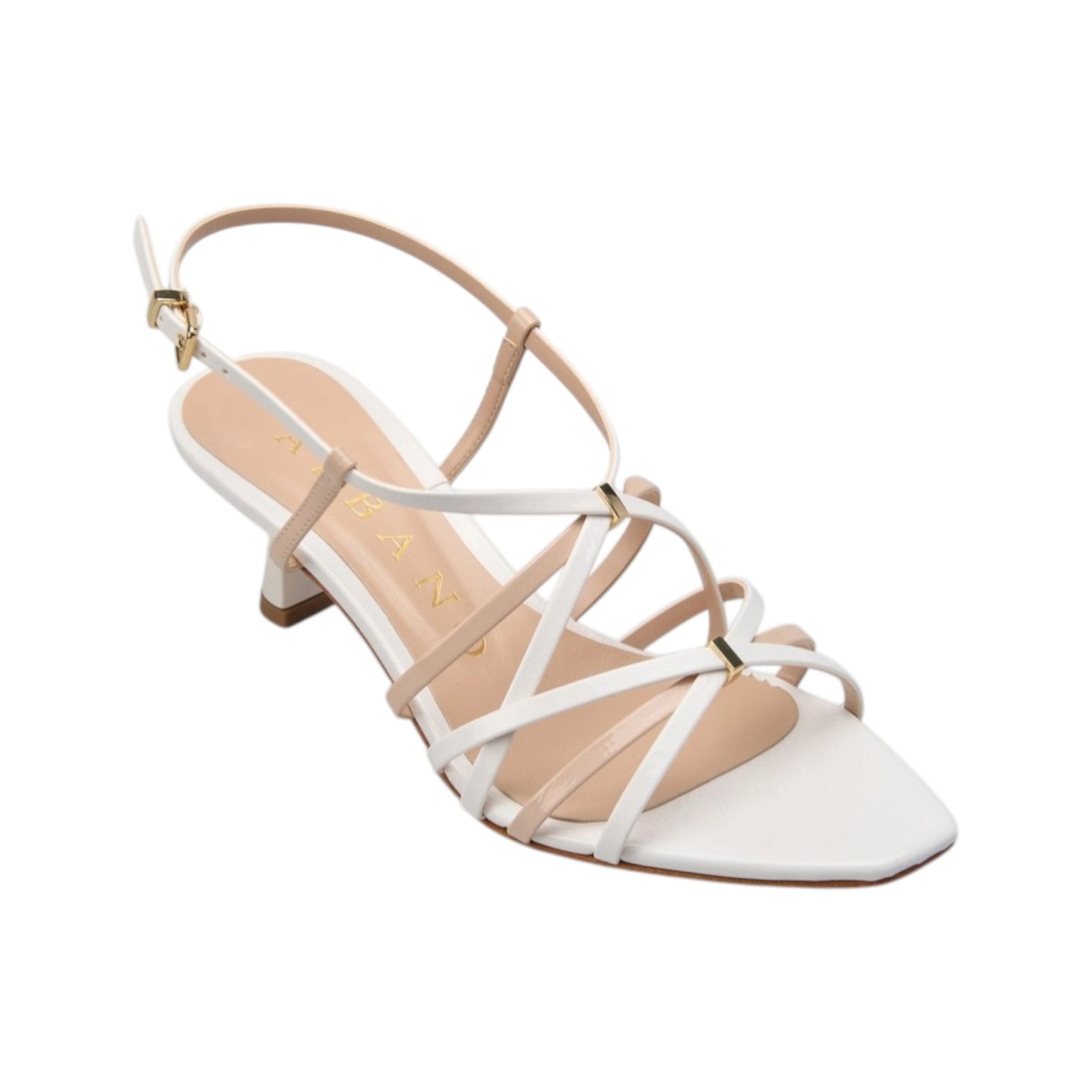 Albano Sandalo Donna in Pelle e Vernice Bianco Nude con Tacco Alto 50mm