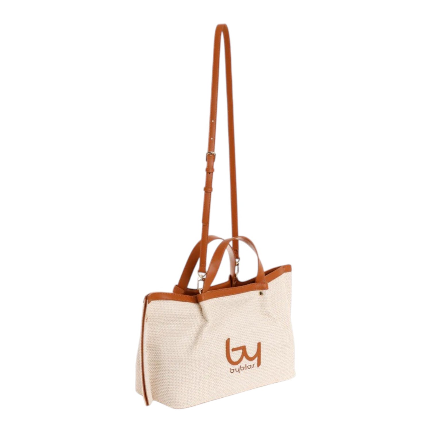 By Byblos Borsa a Mano Grande Donna in Ecopelle e Raffia Naturale Cuoio