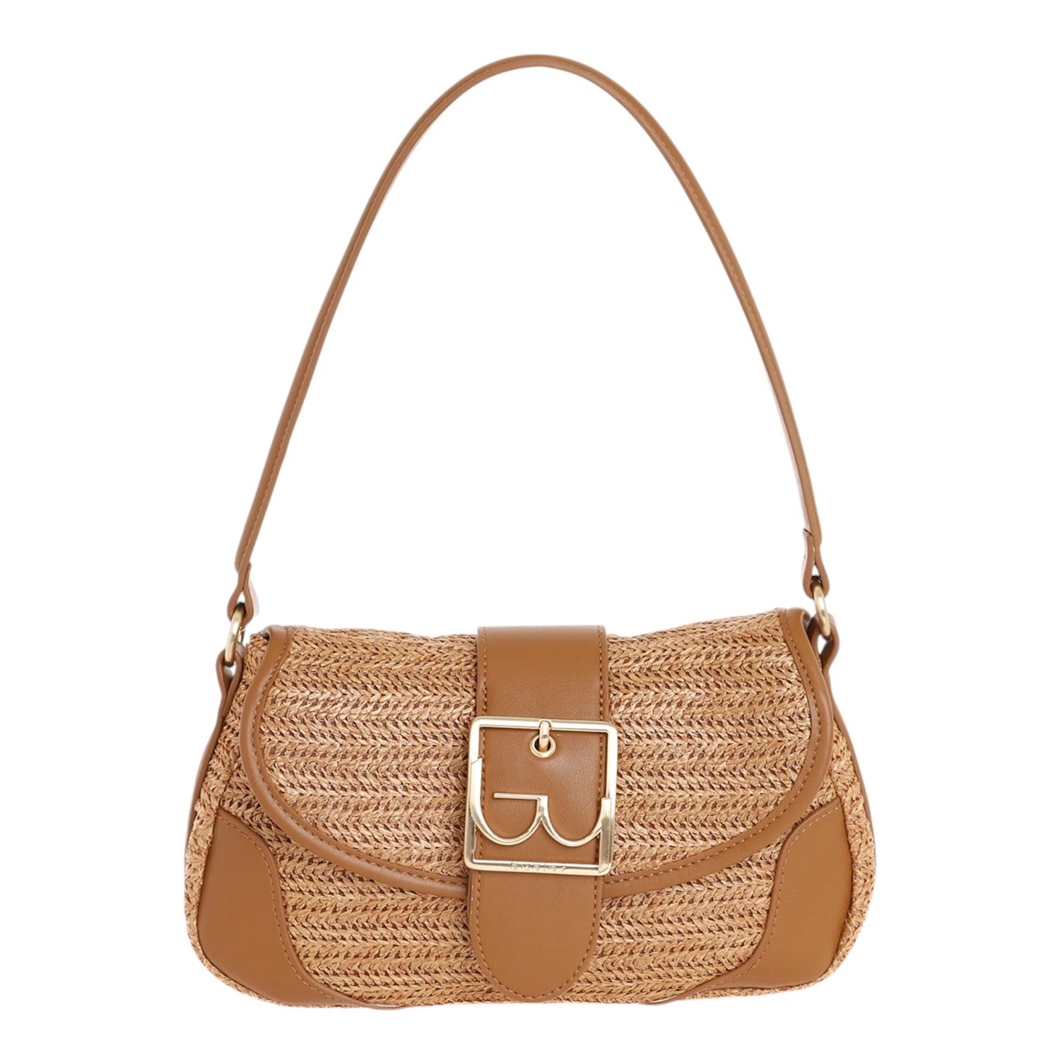 By Byblos Borsa a Spalla Donna in Raffia e Ecopelle Cuoio