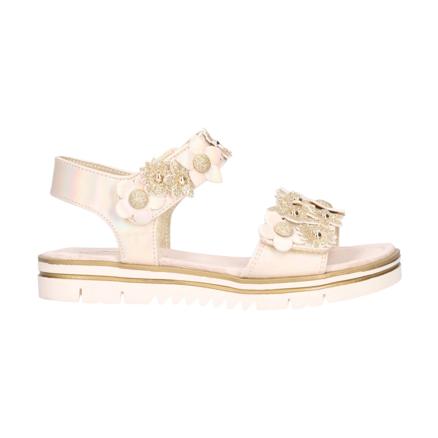 Balducci Sport Sandalo Bambina in Ecopelle Cipria con Glitter Oro