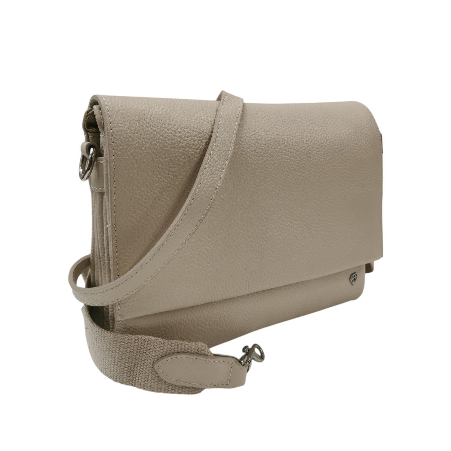 Caleidos Borsa Donna Beige in Pelle con Doppia Tracolla