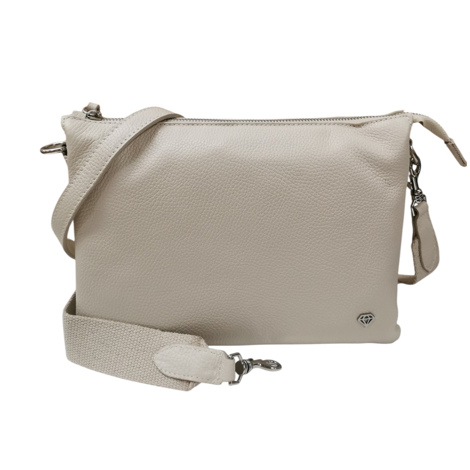 Caleidos Tracolla Donna Beige in Pelle con Tre Soffietti