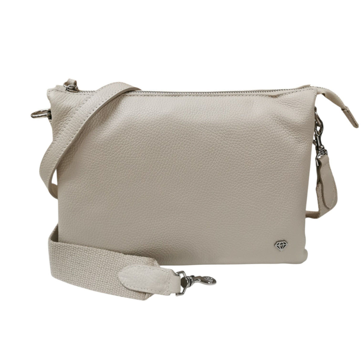 Caleidos Tracolla Donna Beige in Pelle con Tre Soffietti