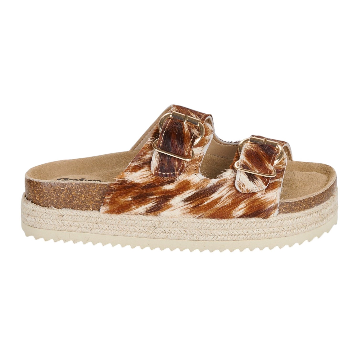 Refresh Ciabatta Platform Donna Cuoio in Cavallino con Doppia Fibbia