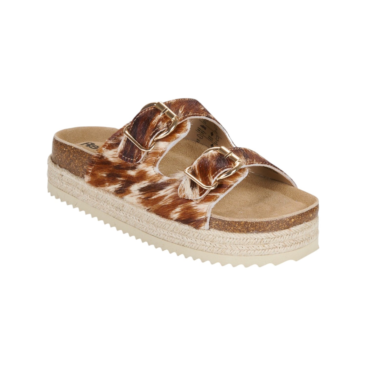 Refresh Ciabatta Platform Donna Cuoio in Cavallino con Doppia Fibbia