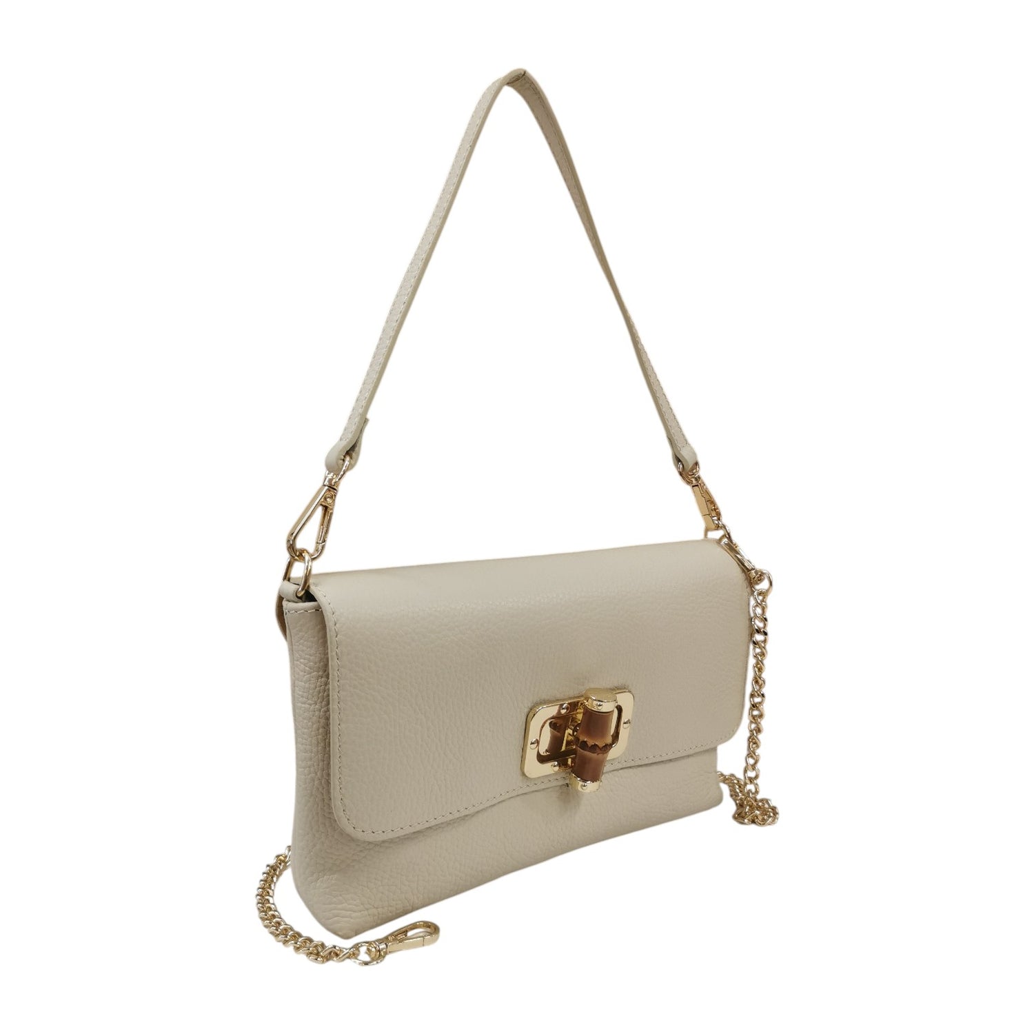 Caleidos Borsa a Spalla Donna in Pelle Beige con Tracolla