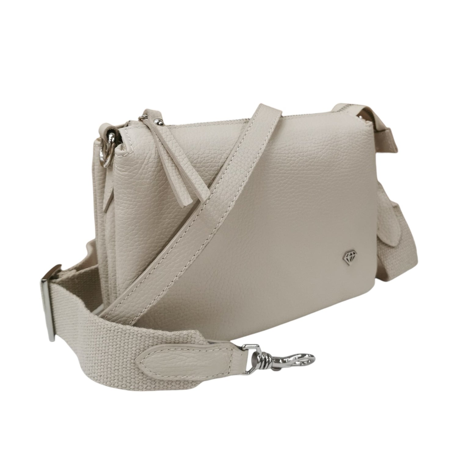 Caleidos Tracolla Donna Beige in Pelle con Tre Scomparti