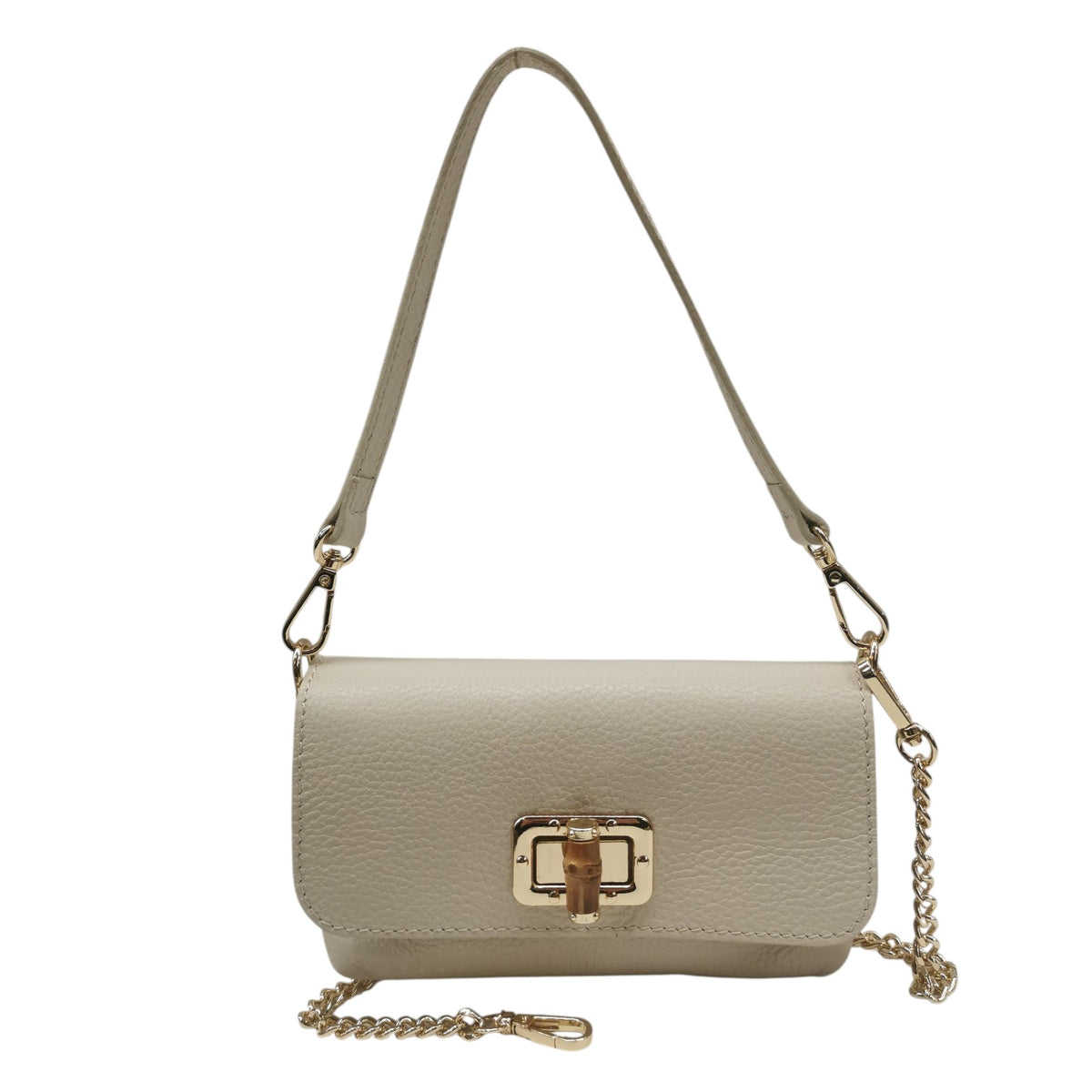 Caleidos Borsa a Spalla Donna Beige in Pelle con Tracolla e Girello