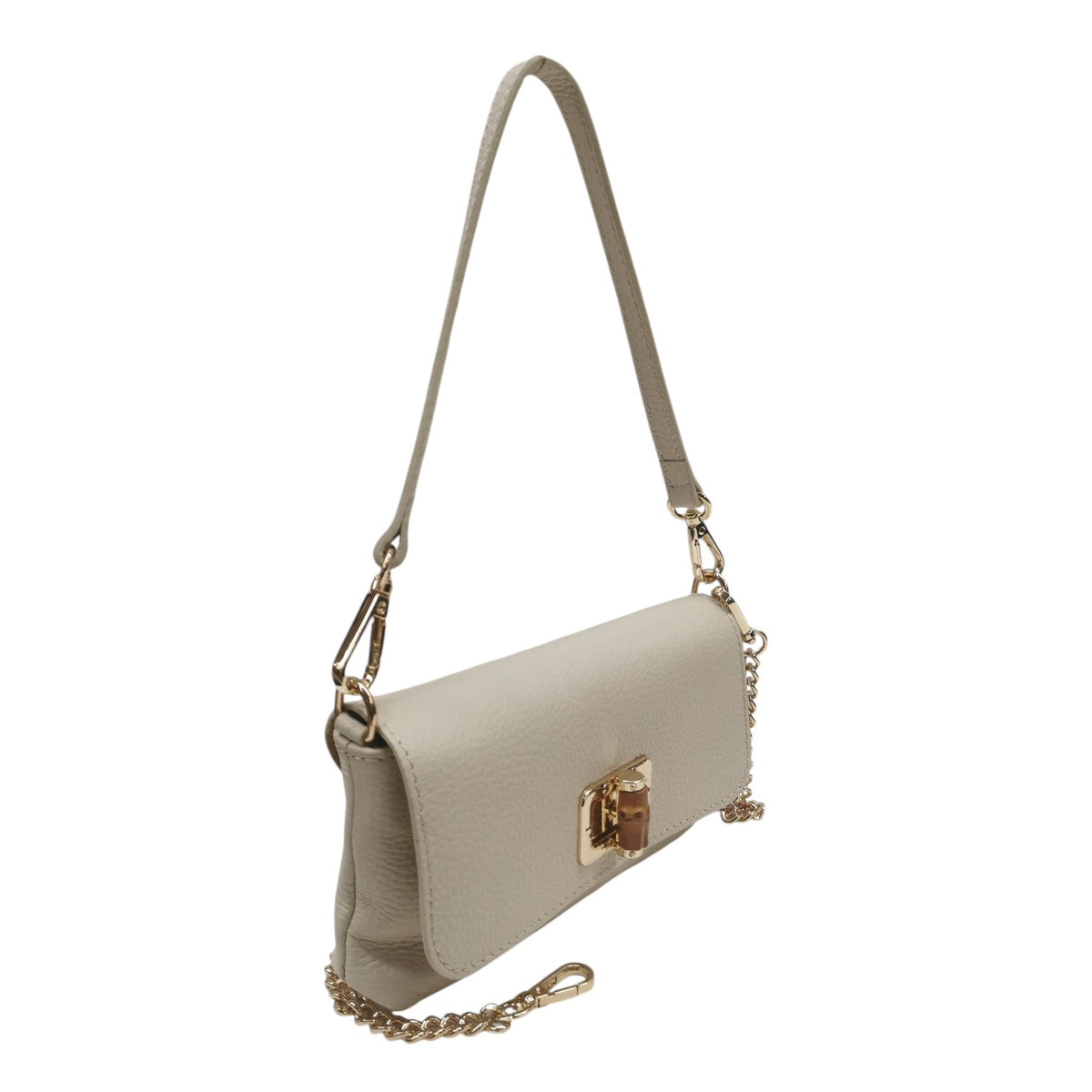 Caleidos Borsa a Spalla Donna Beige in Pelle con Tracolla e Girello