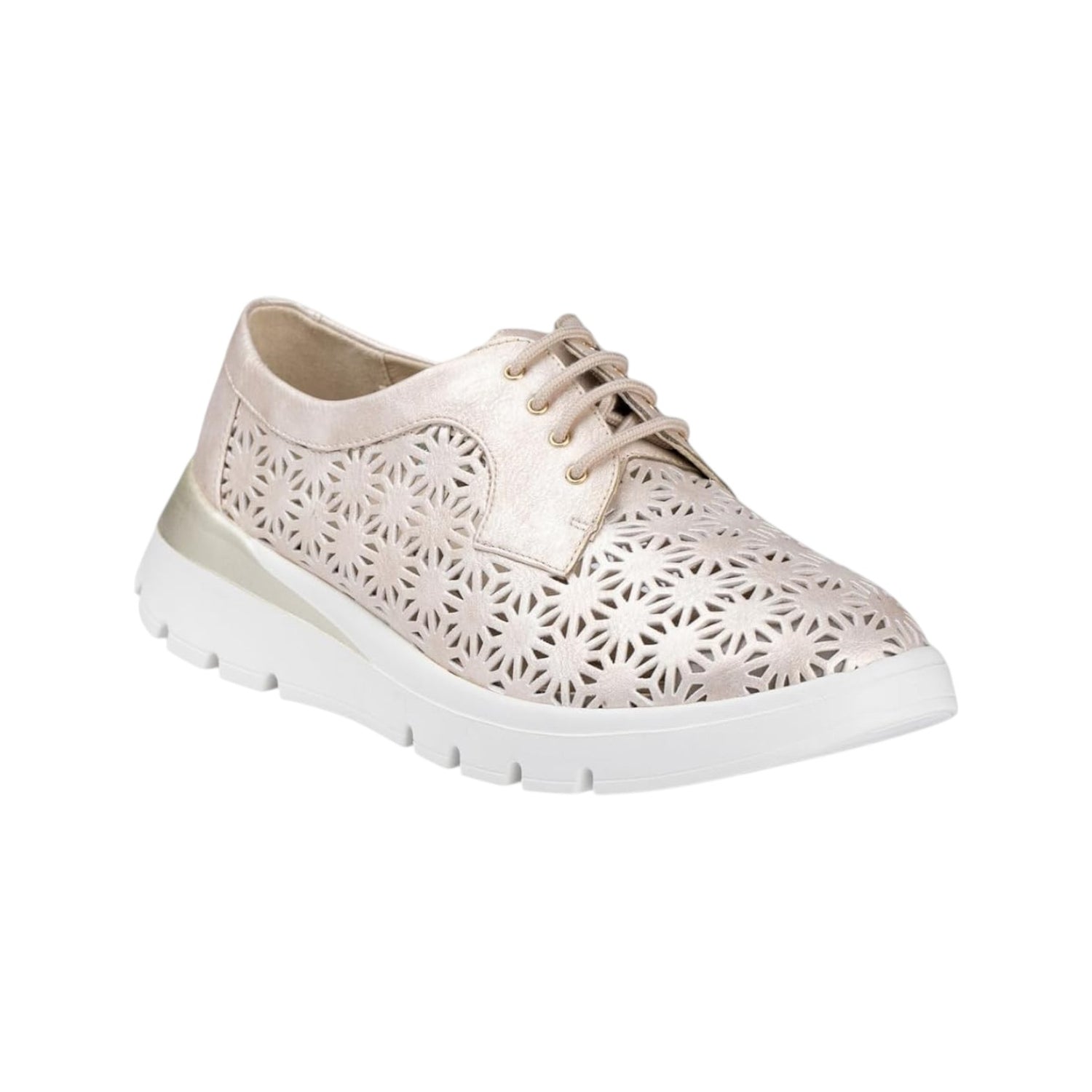 Pitillos Allacciato Donna Traforato in Pelle Oro