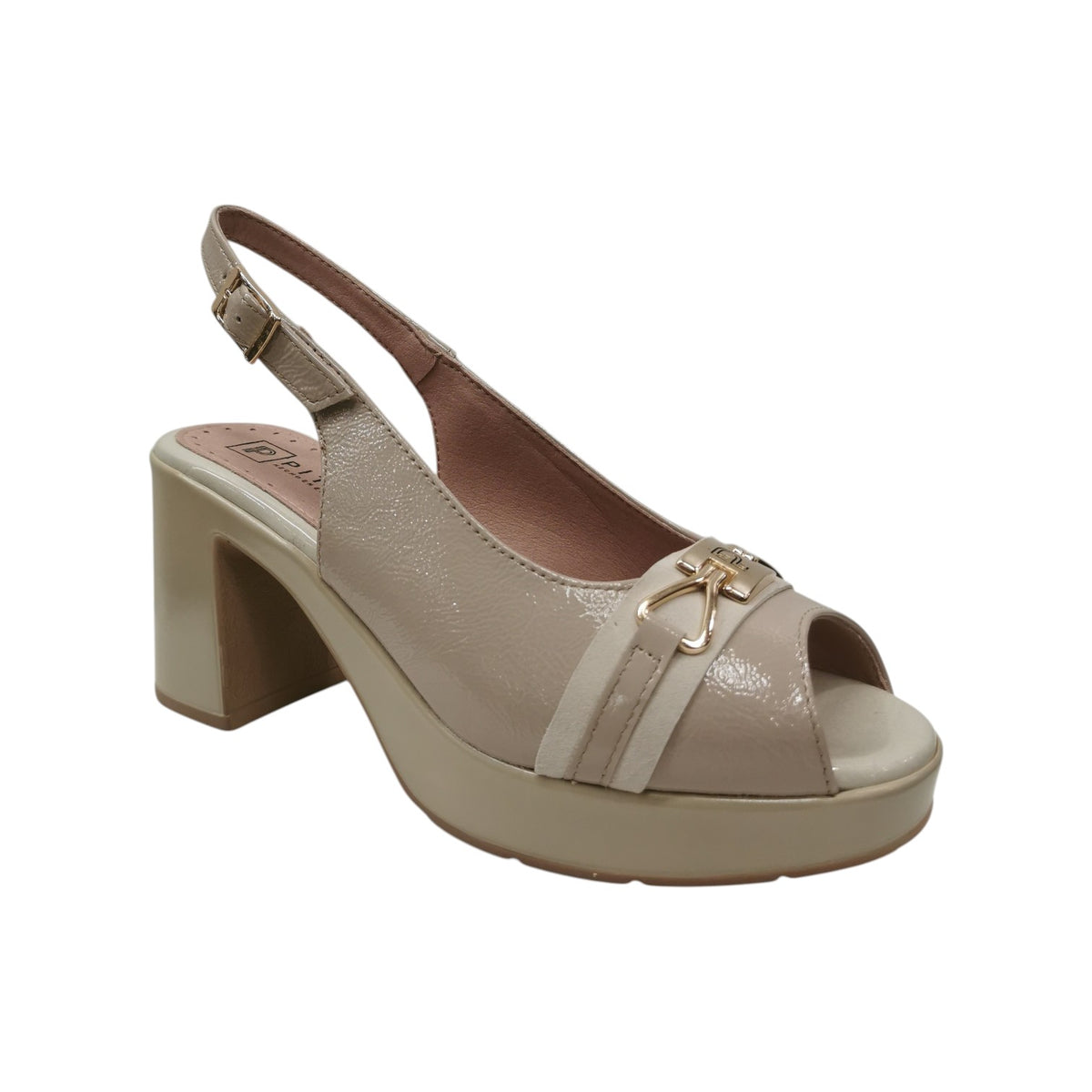 Pitillos Sandalo Donna Pietra in Vernice con Tacco Largo Alto 80mm