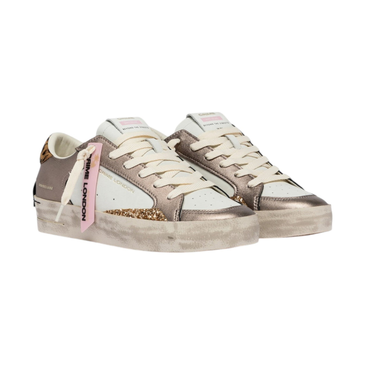 Crime London Sneakers Donna Sk8 Deluxe Animalier Bronzo