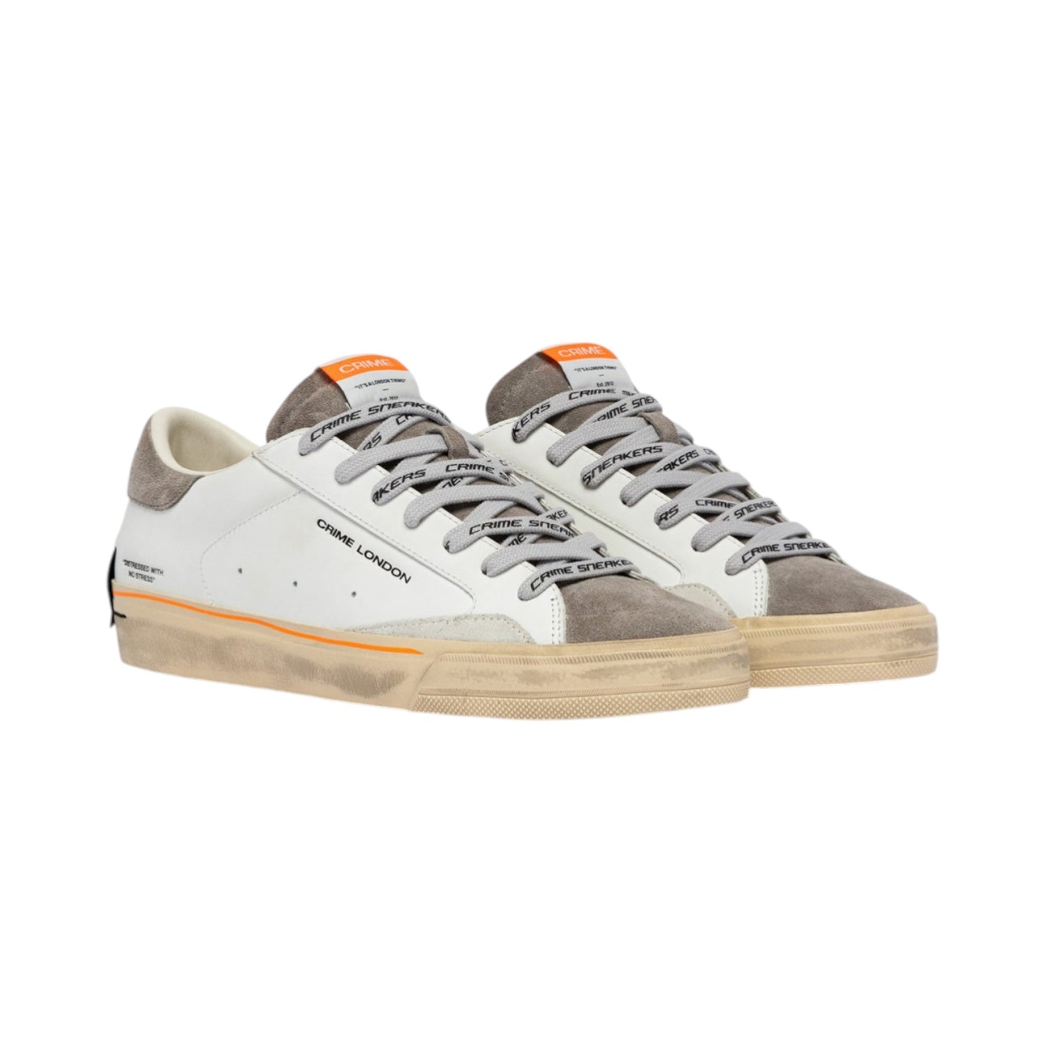 Crime London Sneakers Uomo Distressed 2.0 Moss Bianco Grigio