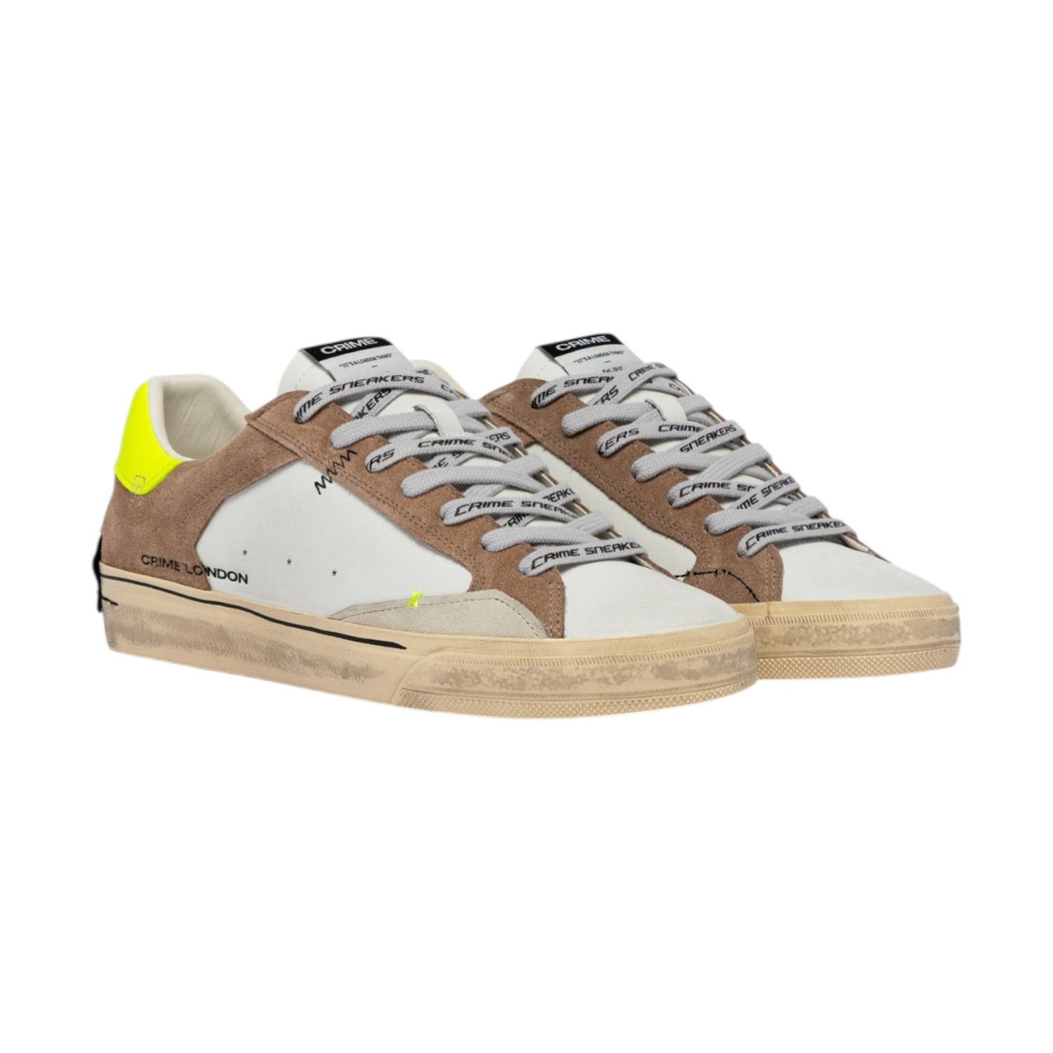 Crime London Sneakers Uomo Deconstructed City Lights Bianco Beige