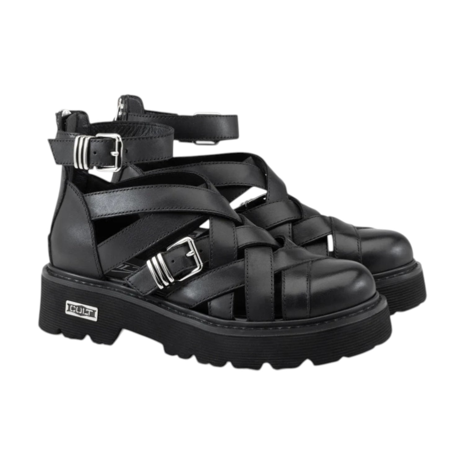 Cult Sandalo Donna Platform Intrecciato Nero