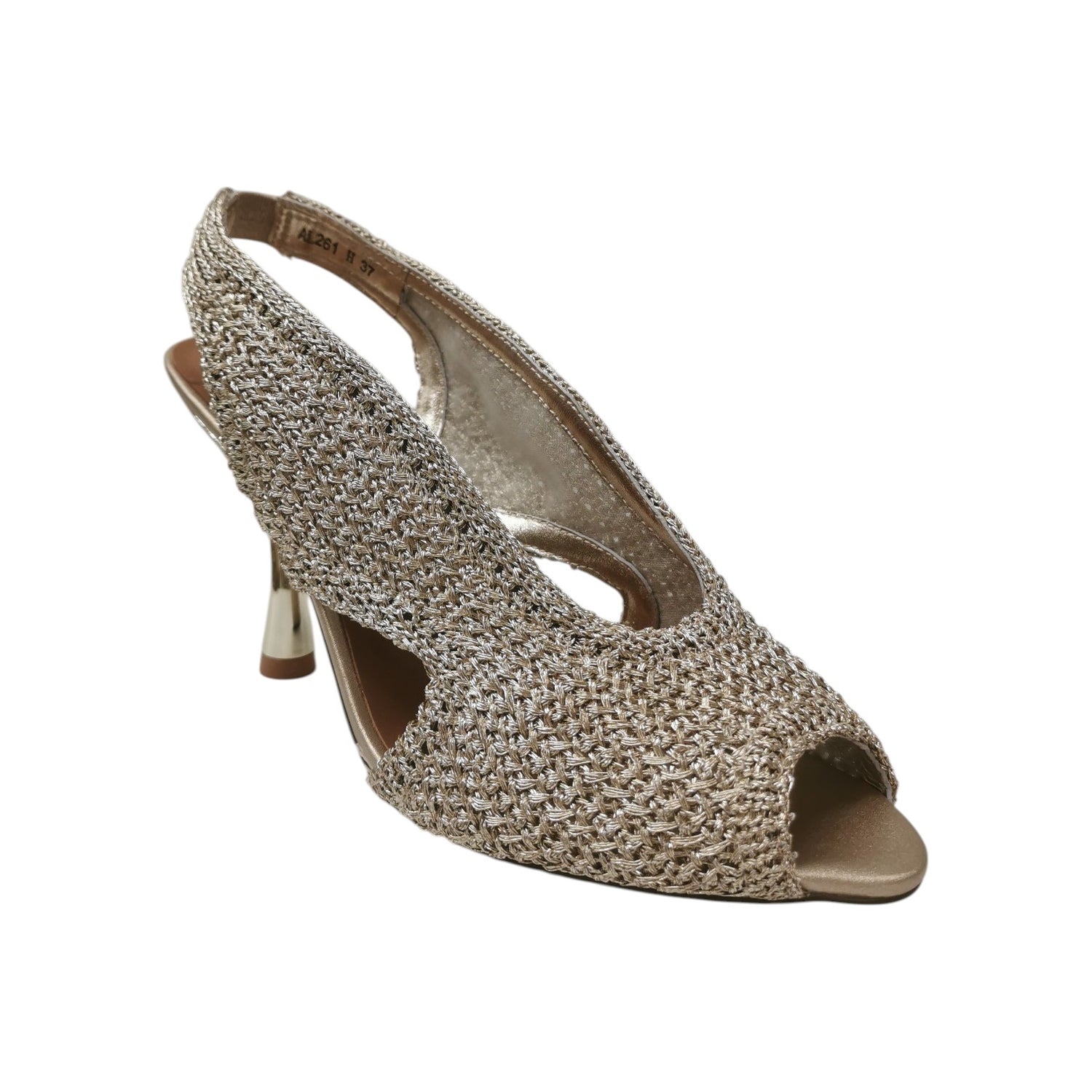 Luciano Barachini Sandalo Donna in Tessuto Platino con Tacco Alto 100mm