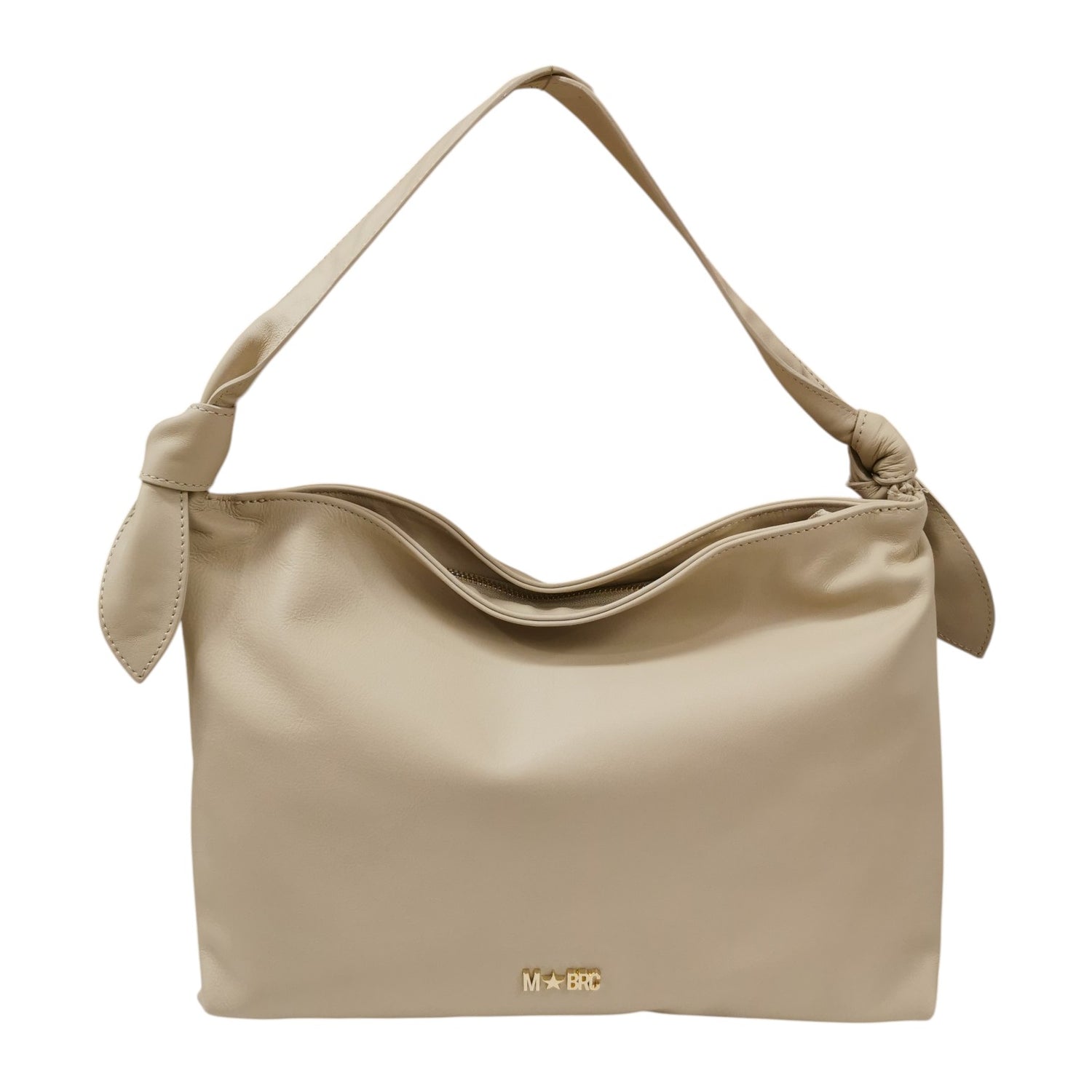 M Brc Borsa a Spalla Donna Linea Petali in Pelle Beige con Unico Manico