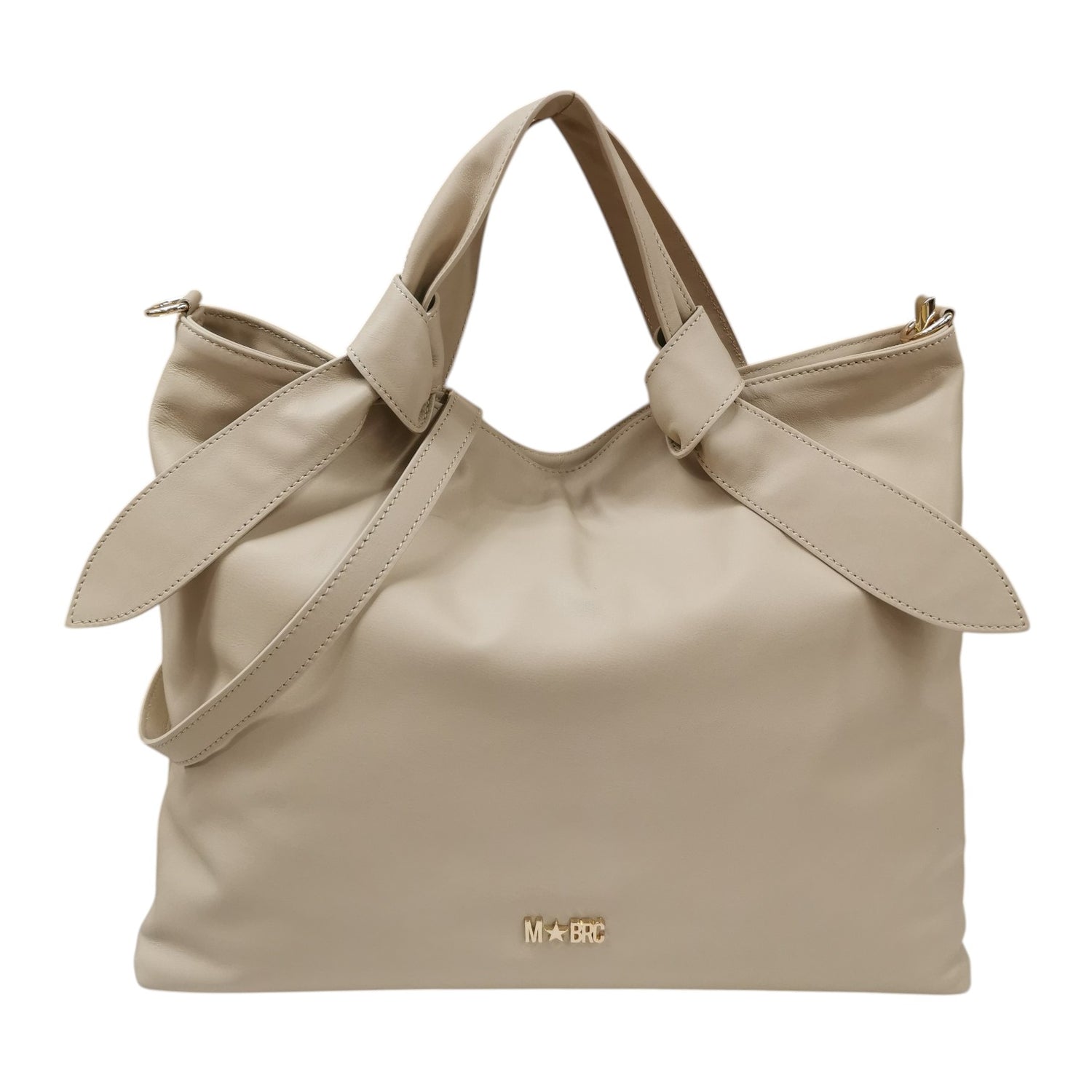 M Brc Borsa a Spalla Donna Linea Petali in Pelle Beige