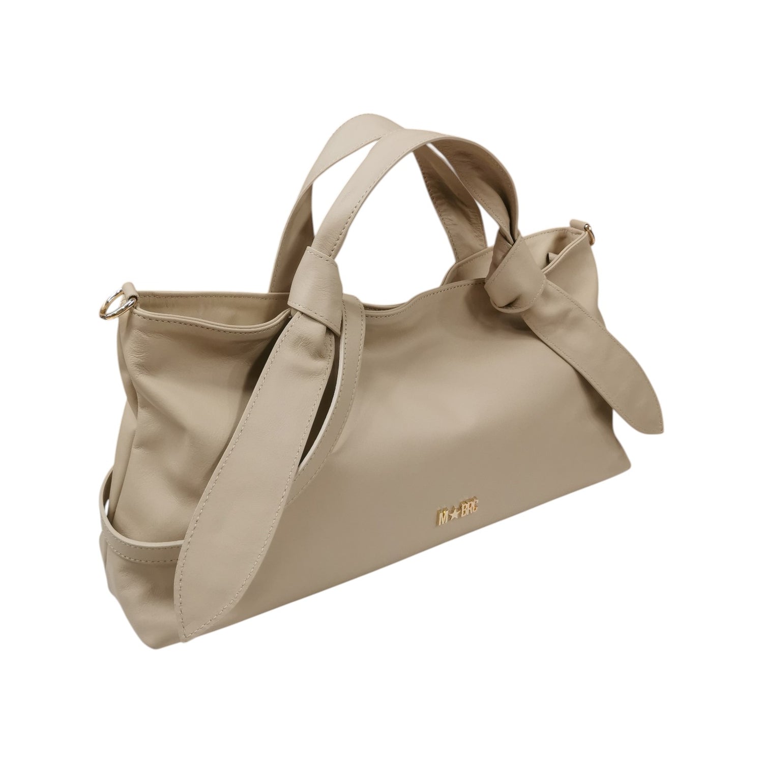 M Brc Borsa a Mano Donna Linea Petali in Pelle Beige