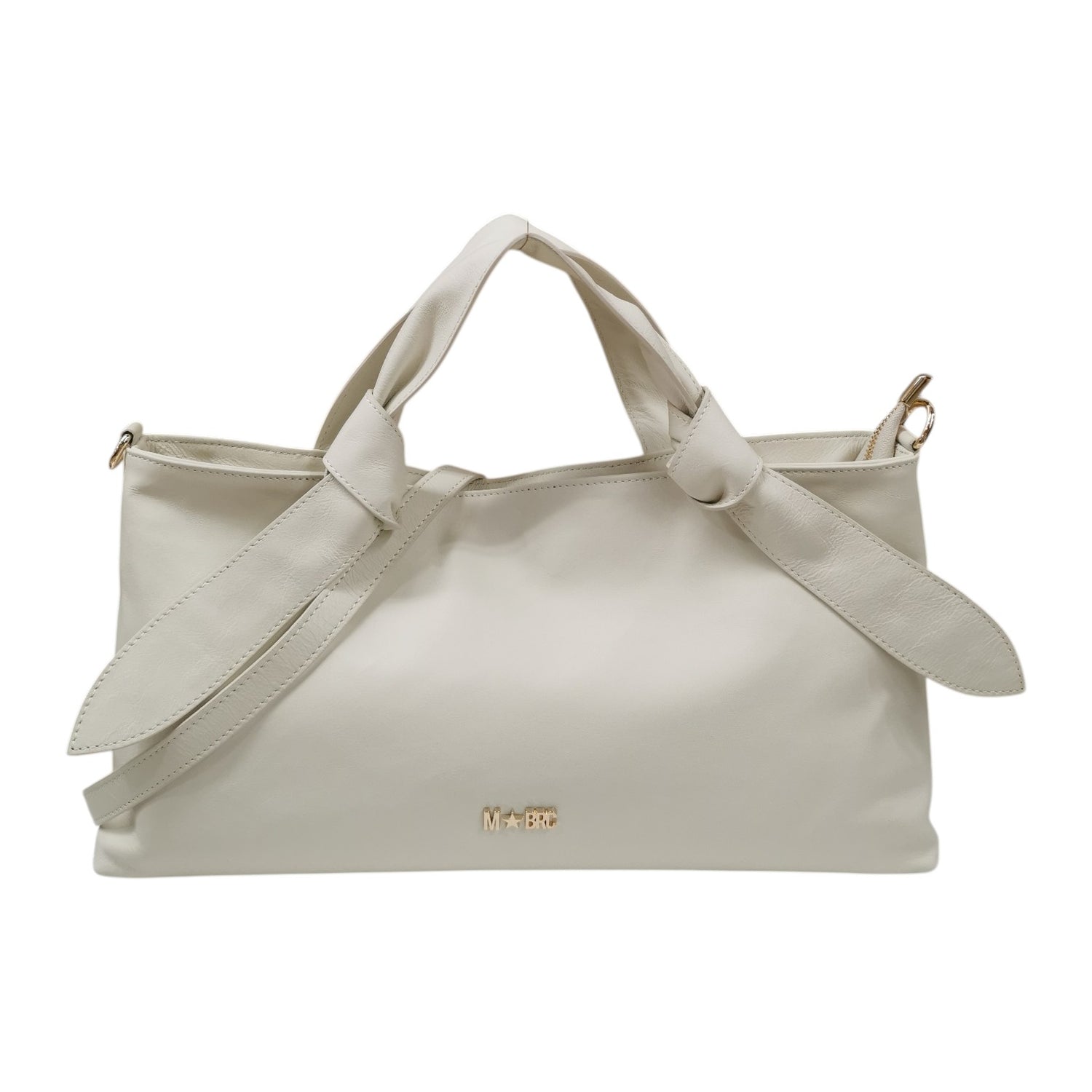 M Brc Borsa a Mano Donna Linea Petali in Pelle Panna