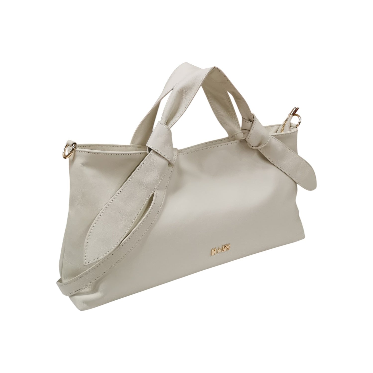 M Brc Borsa a Mano Donna Linea Petali in Pelle Panna