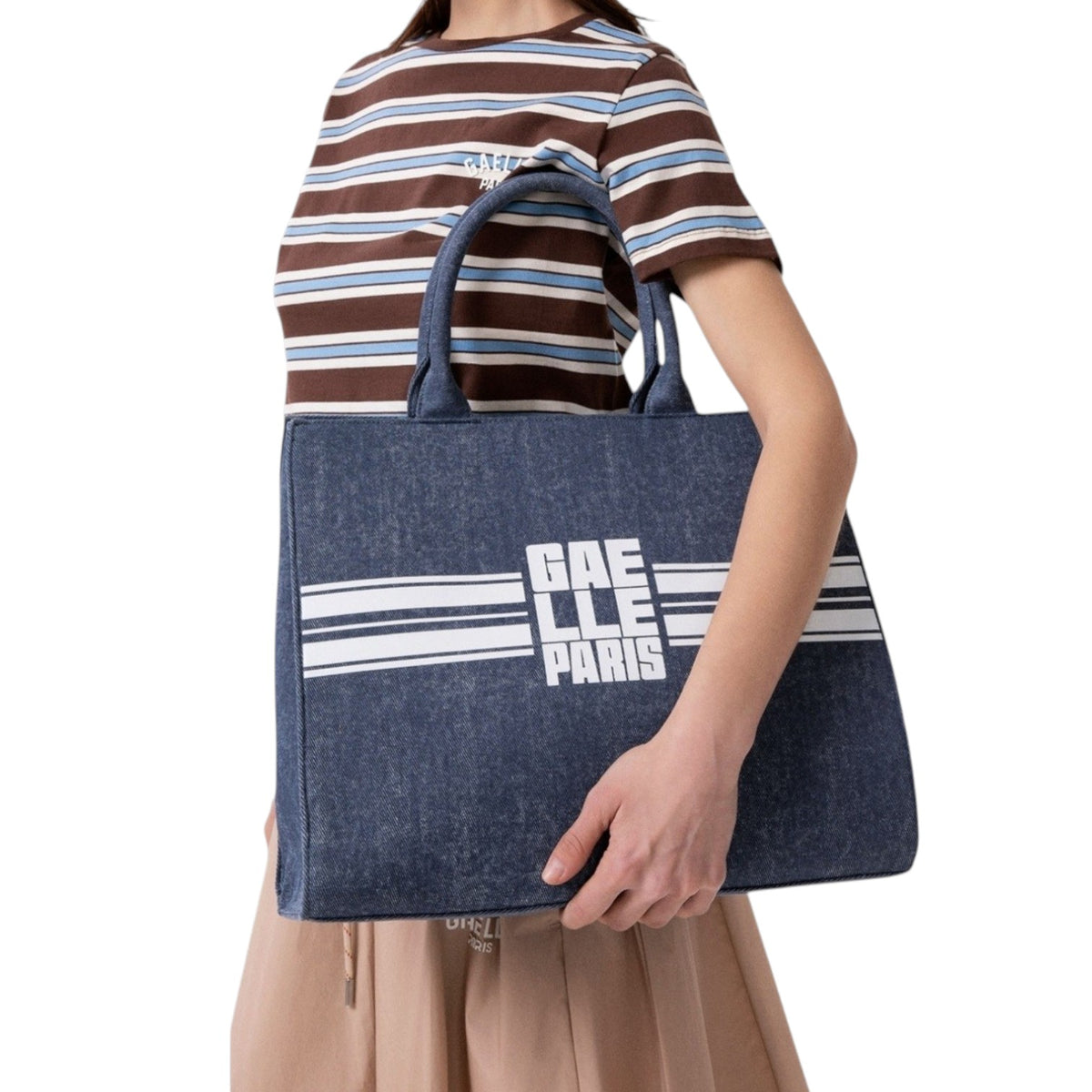 Gaelle Borsa a Mano Donna in Tessuto Blu con Tracolla