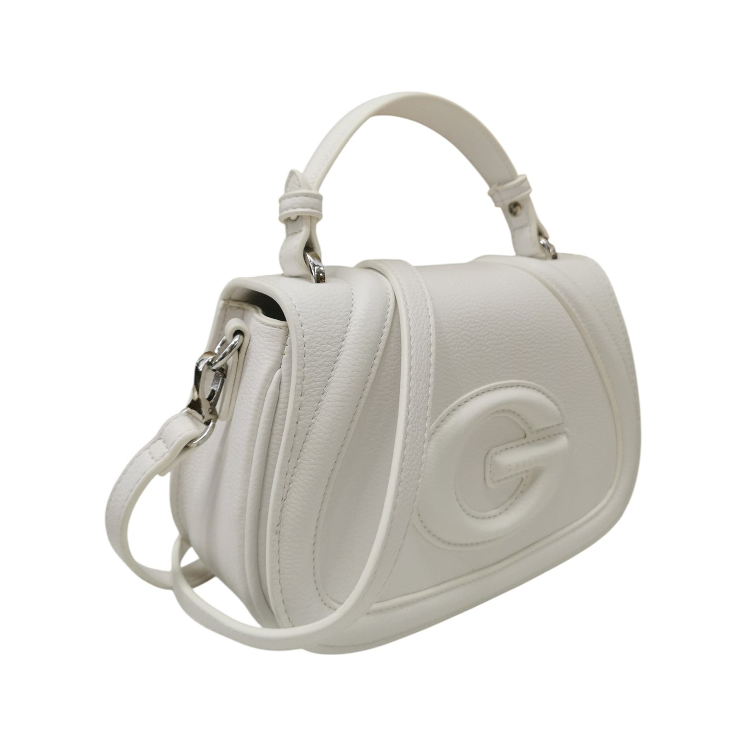 Gaelle Borsa a Mano Donna in Ecopelle Bianca con Logo e Tracolla