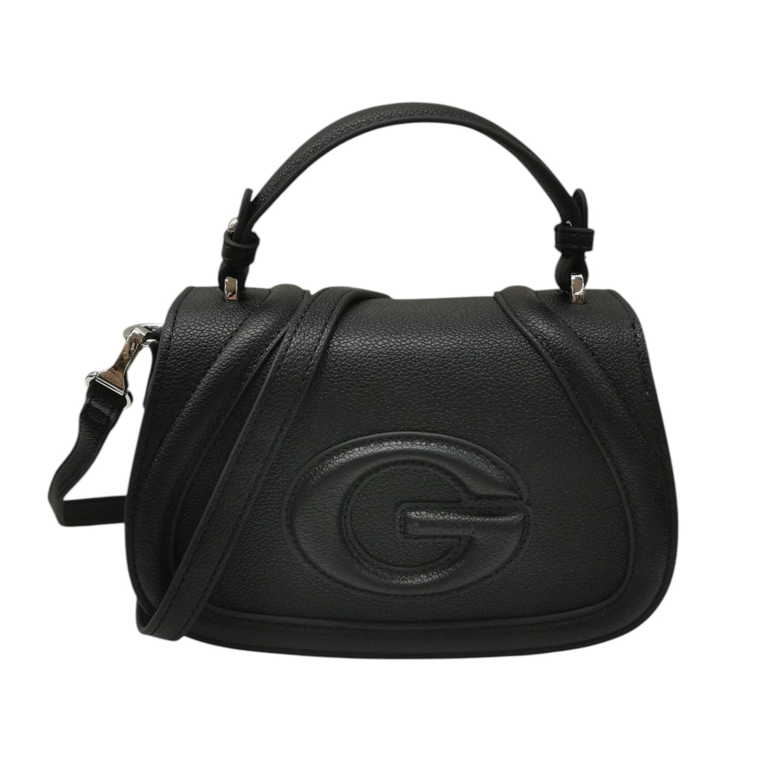 Gaelle Borsa a Mano Donna in Ecopelle Nera con Logo e Tracolla