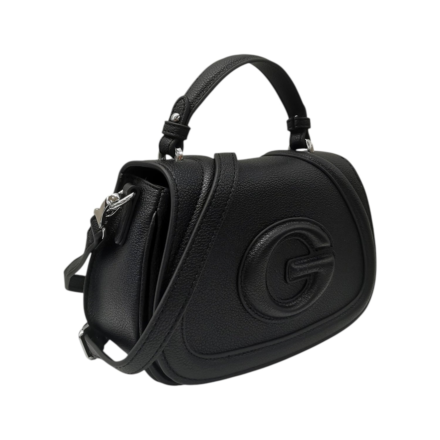 Gaelle Borsa a Mano Donna in Ecopelle Nera con Logo e Tracolla