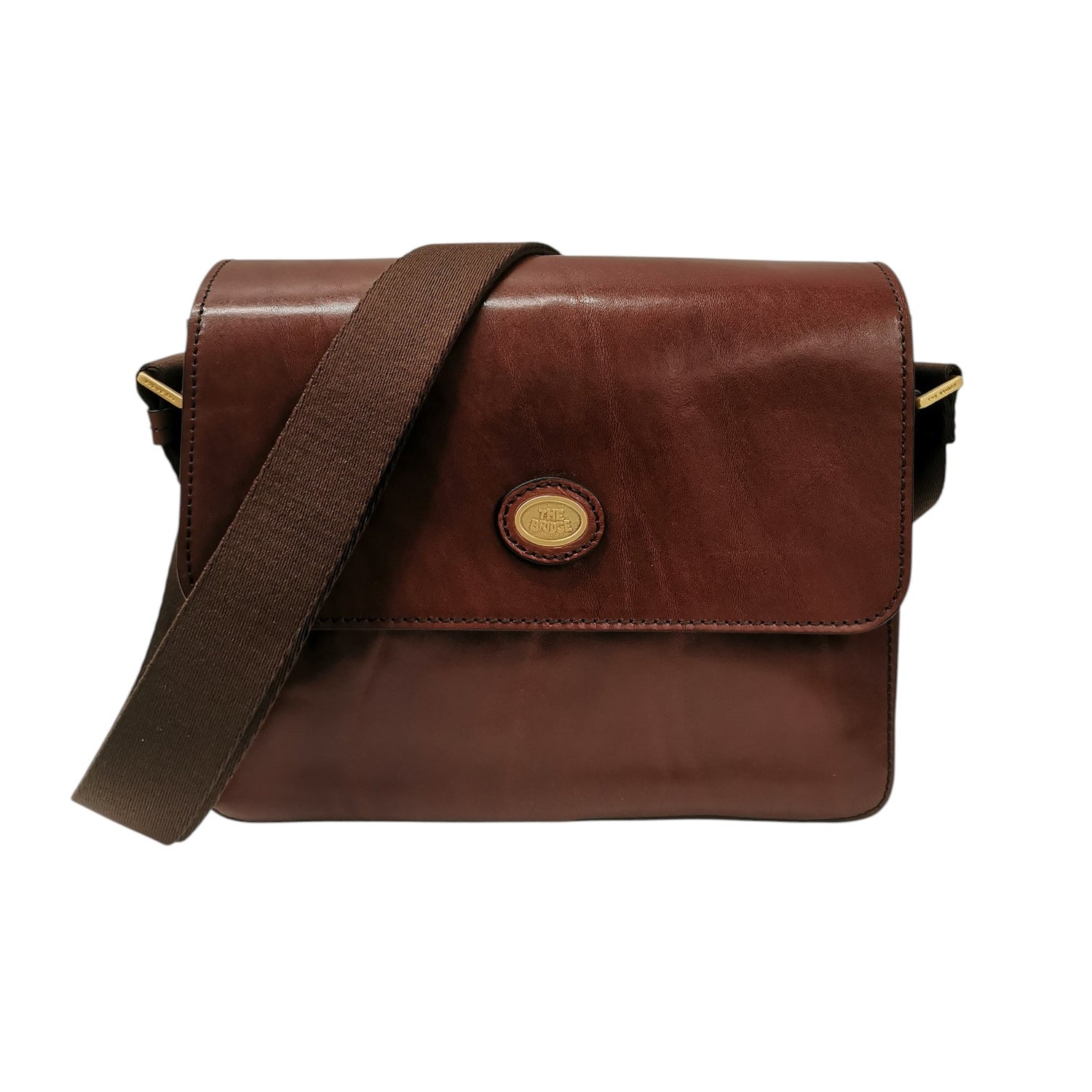 The Bridge Messenger Unisex in Pelle Cuoio con Tracolla