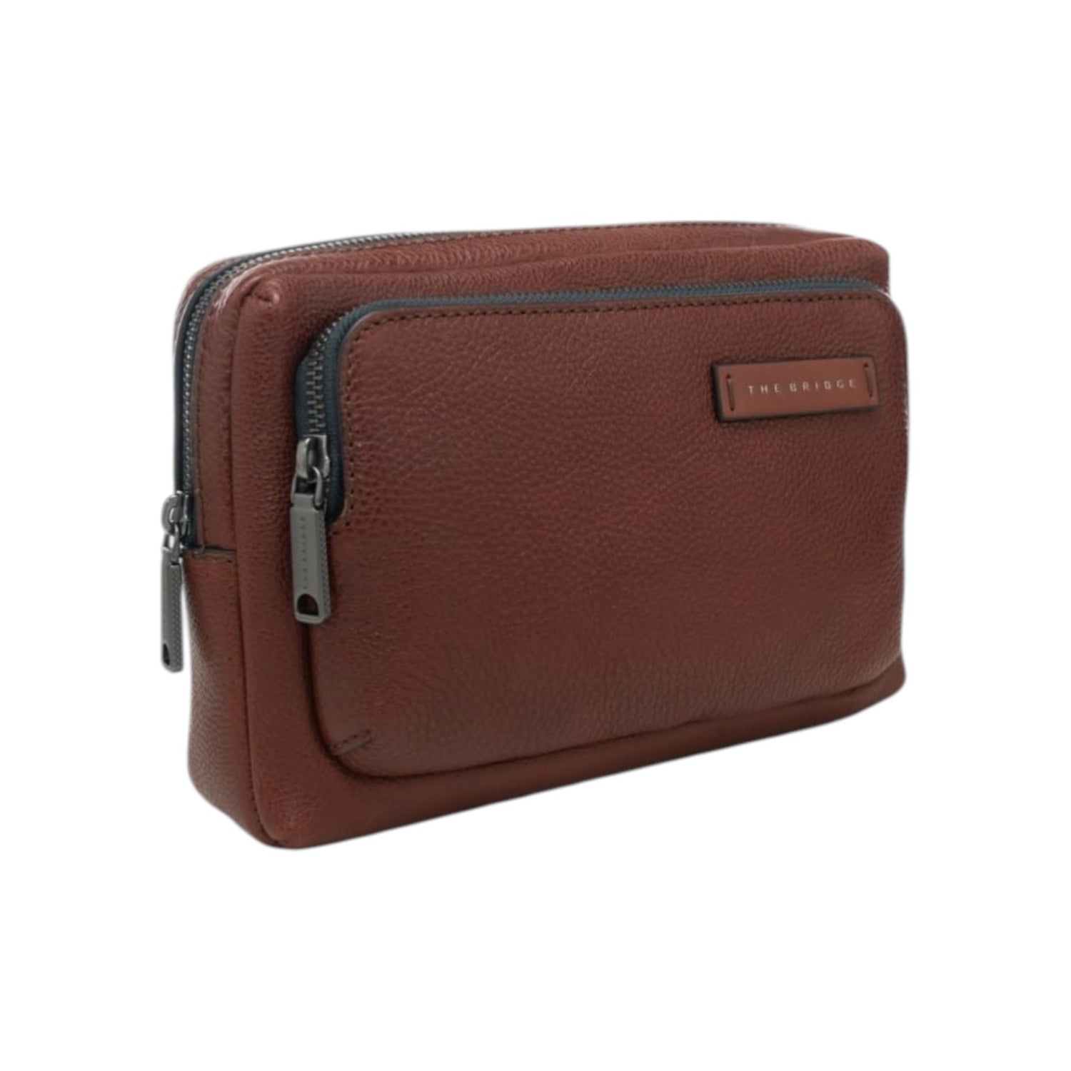 The Bridge Pochette Uomo Linea Ludovico in Pelle Cuoio con Doppia Zip