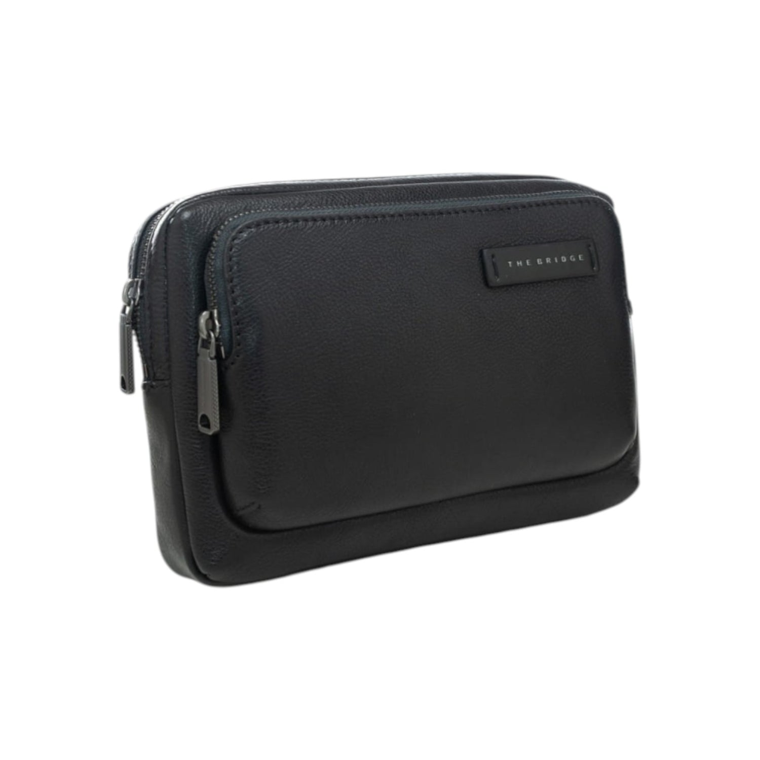 The Bridge Pochette Uomo Linea Ludovico in Pelle Nera con Doppia Zip